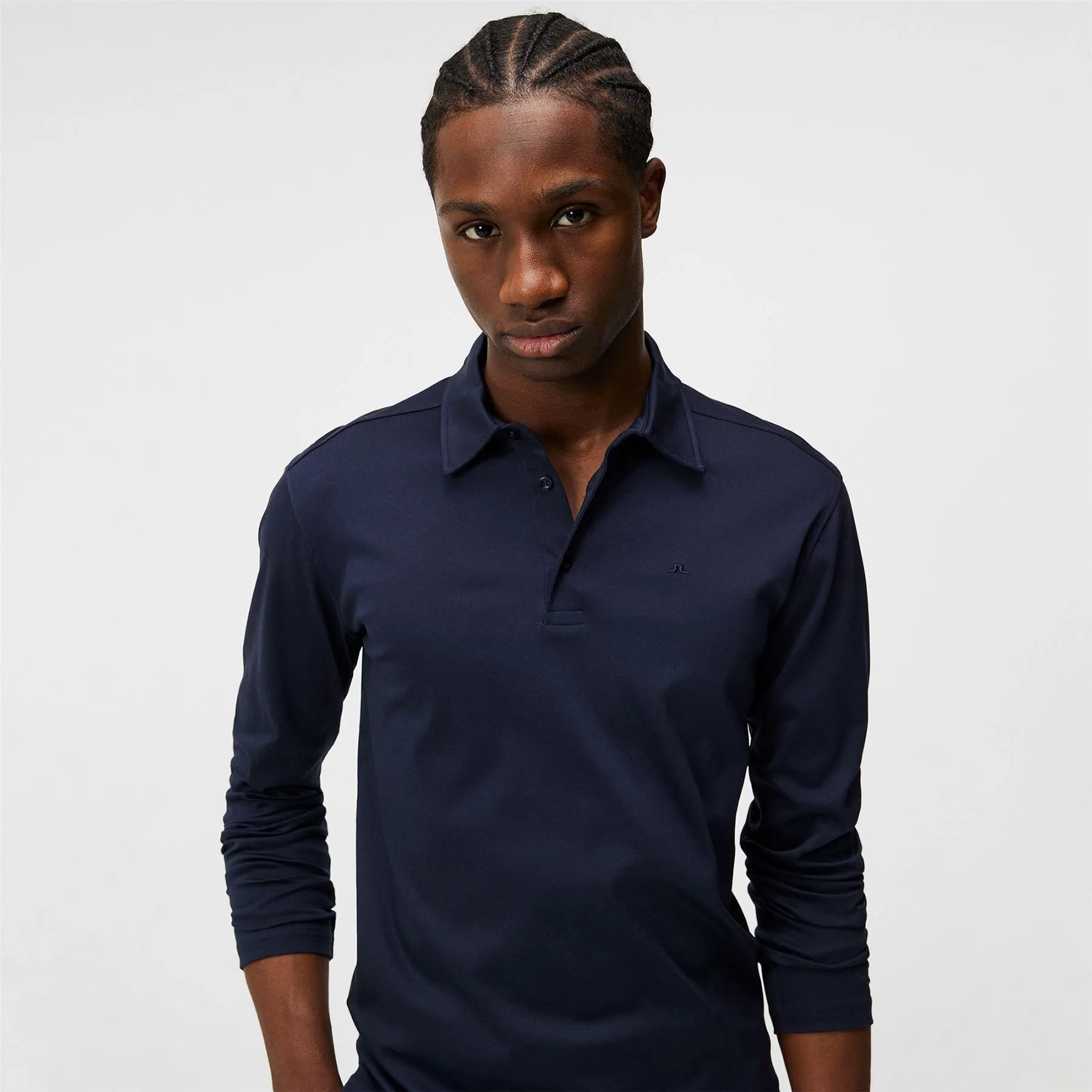 Asher Regular Fit LS Cotton Polo JL Navy - SS24