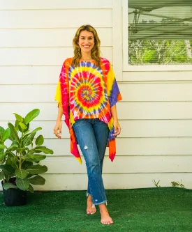 B3866- Hand Dyed Tunic Boho Kaftan Blouse Hippie Oversize Tops