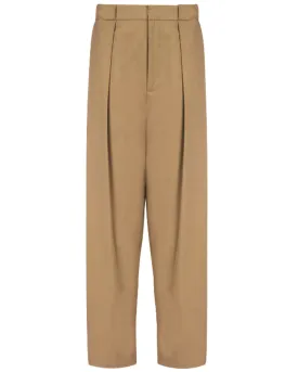 Beige High Waisted Pleated Pant