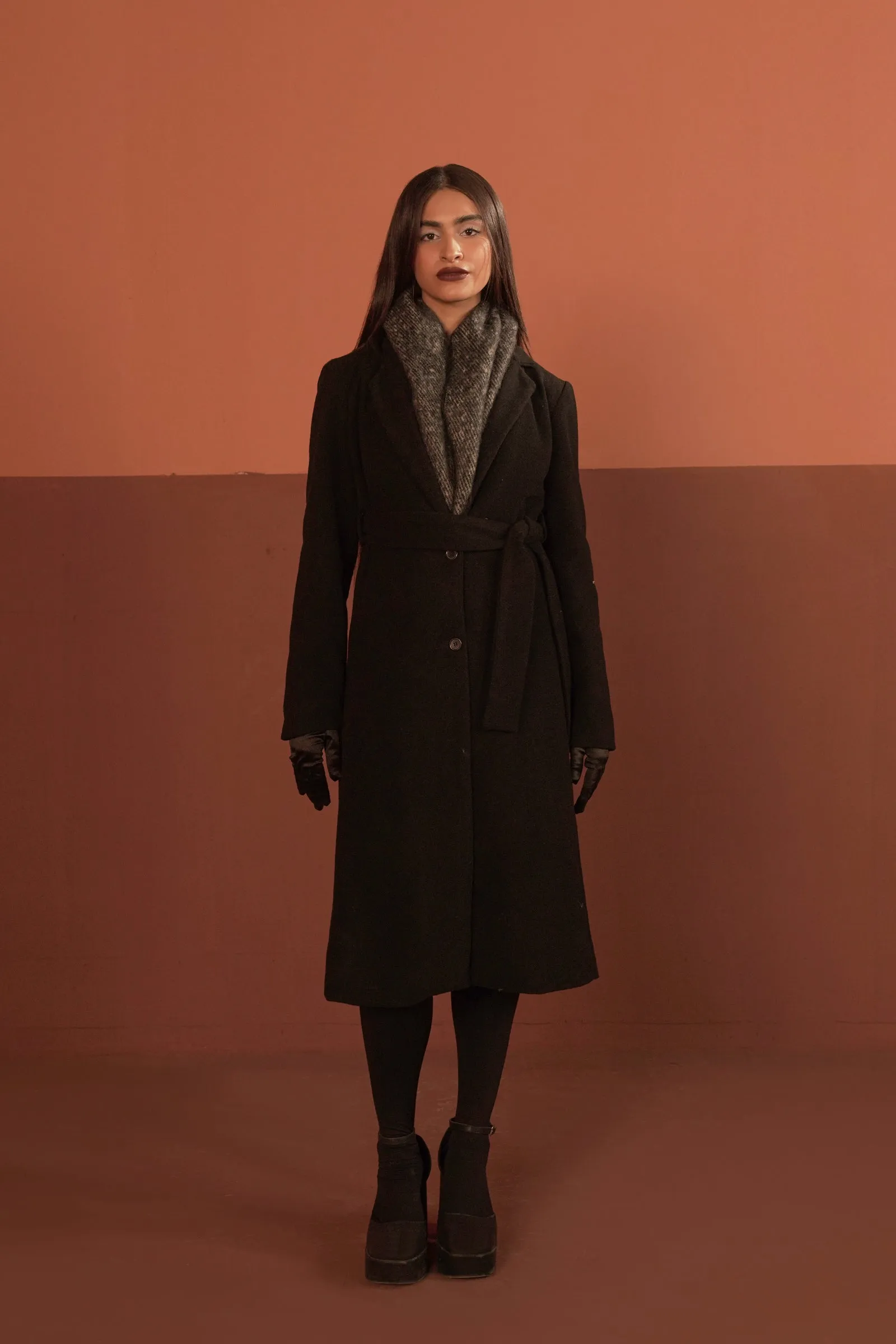 Belted Wool Blend Coat