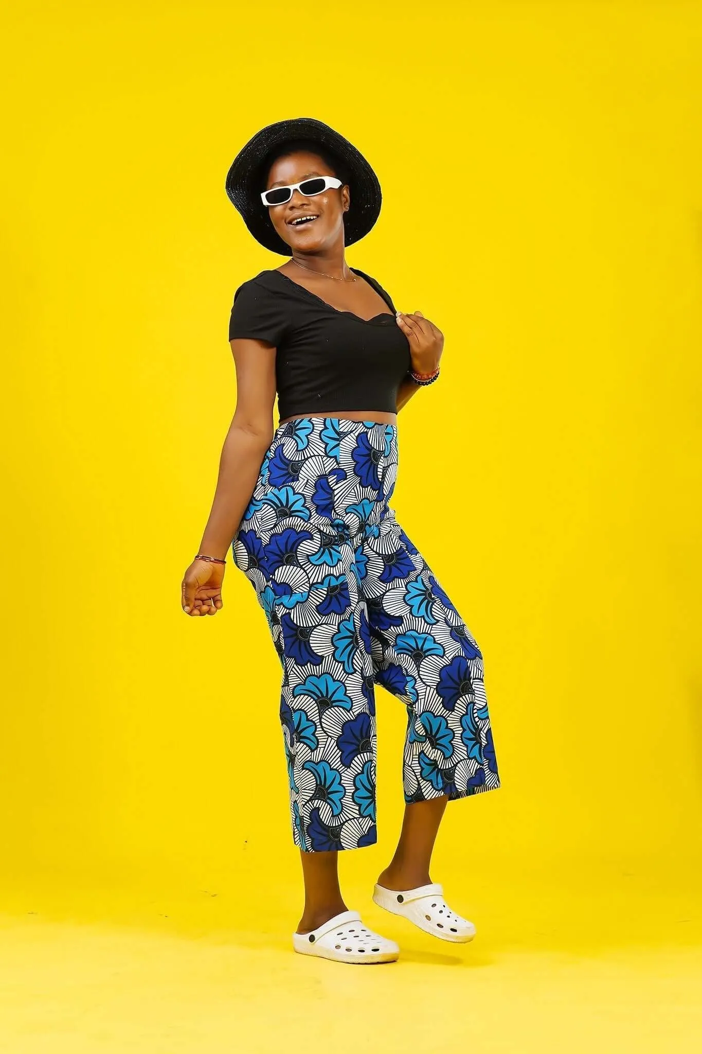 Biggest Fan Blue African Print Wide Leg Culottes