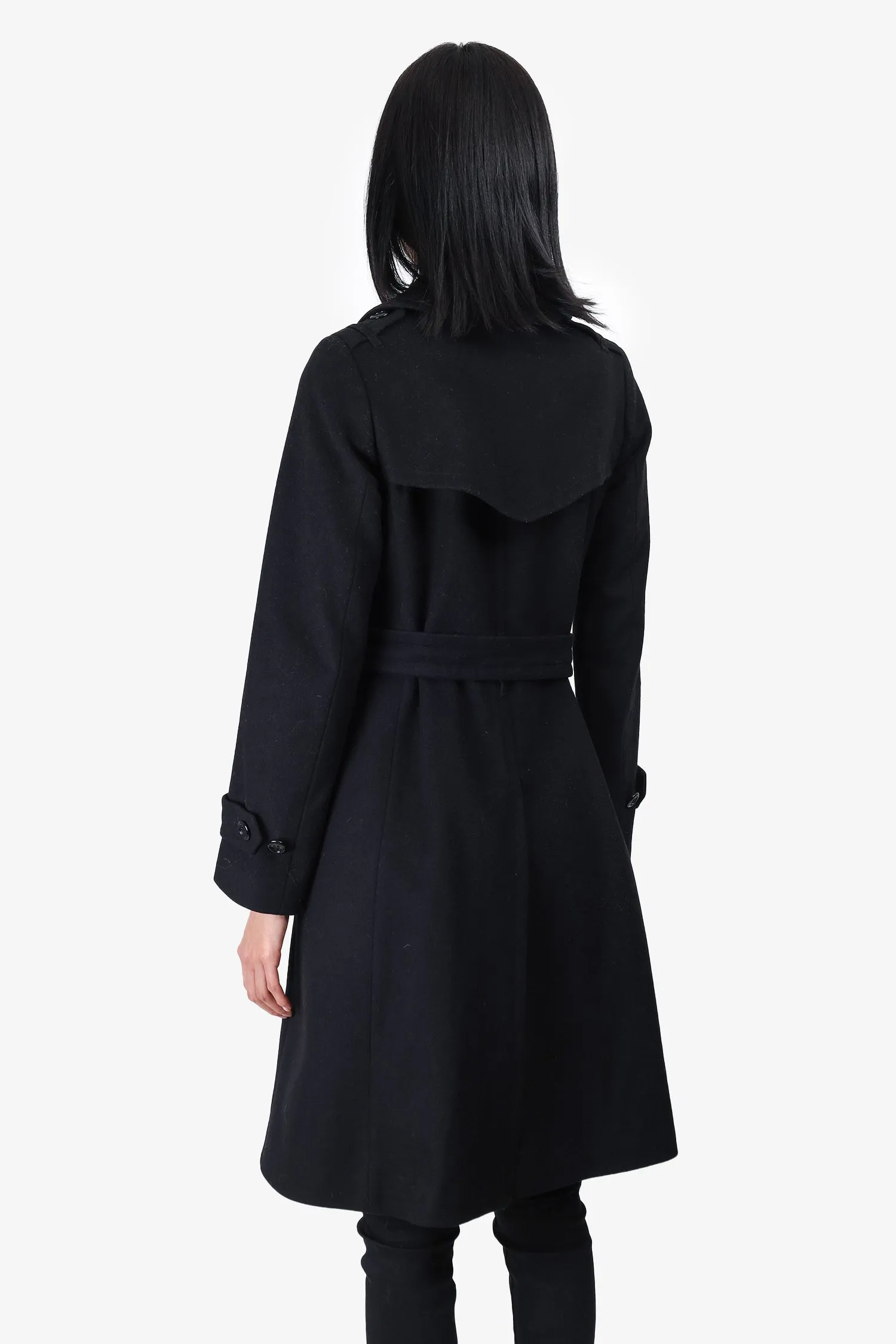 Burberry Black Wool/Cashmere Belted Coat Size 2