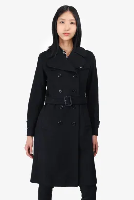 Burberry Black Wool/Cashmere Belted Coat Size 2