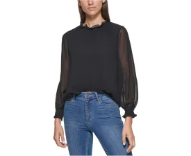 CALVIN KLEIN Long Sleeved Chiffon Blouse Top in Black