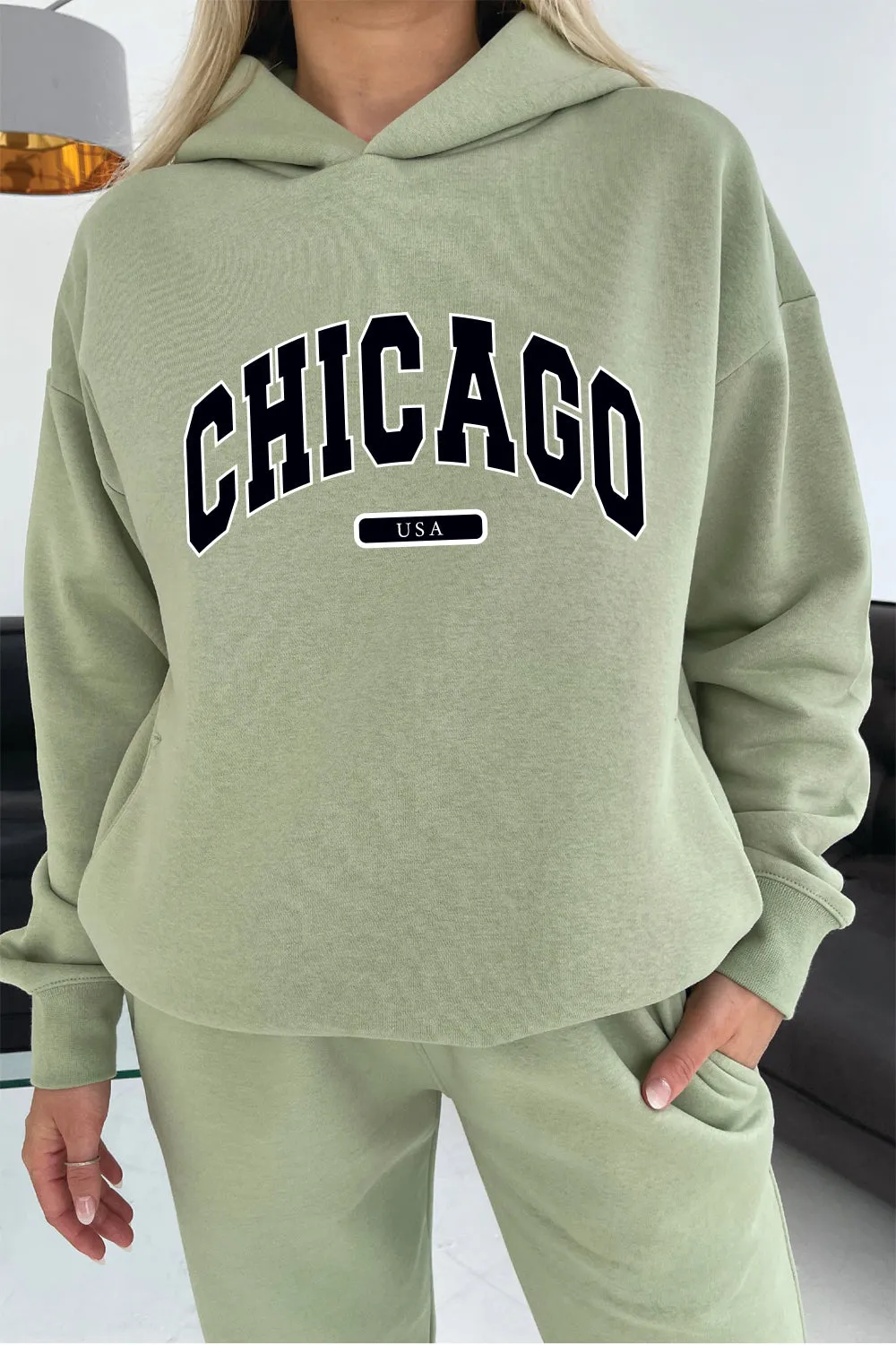 Chicago sage embroidered hoodie premium essentials