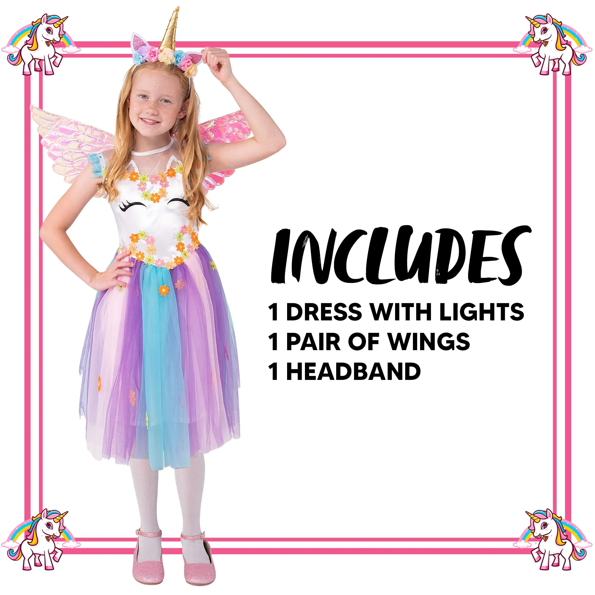 Child Girl unicorn Sequin Light up costume