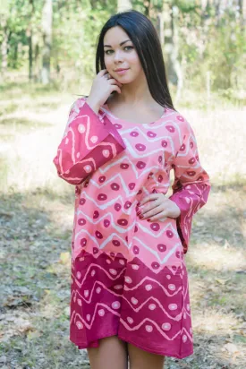 Coral Bella Tunic Style Caftan in Chevron Dots Pattern