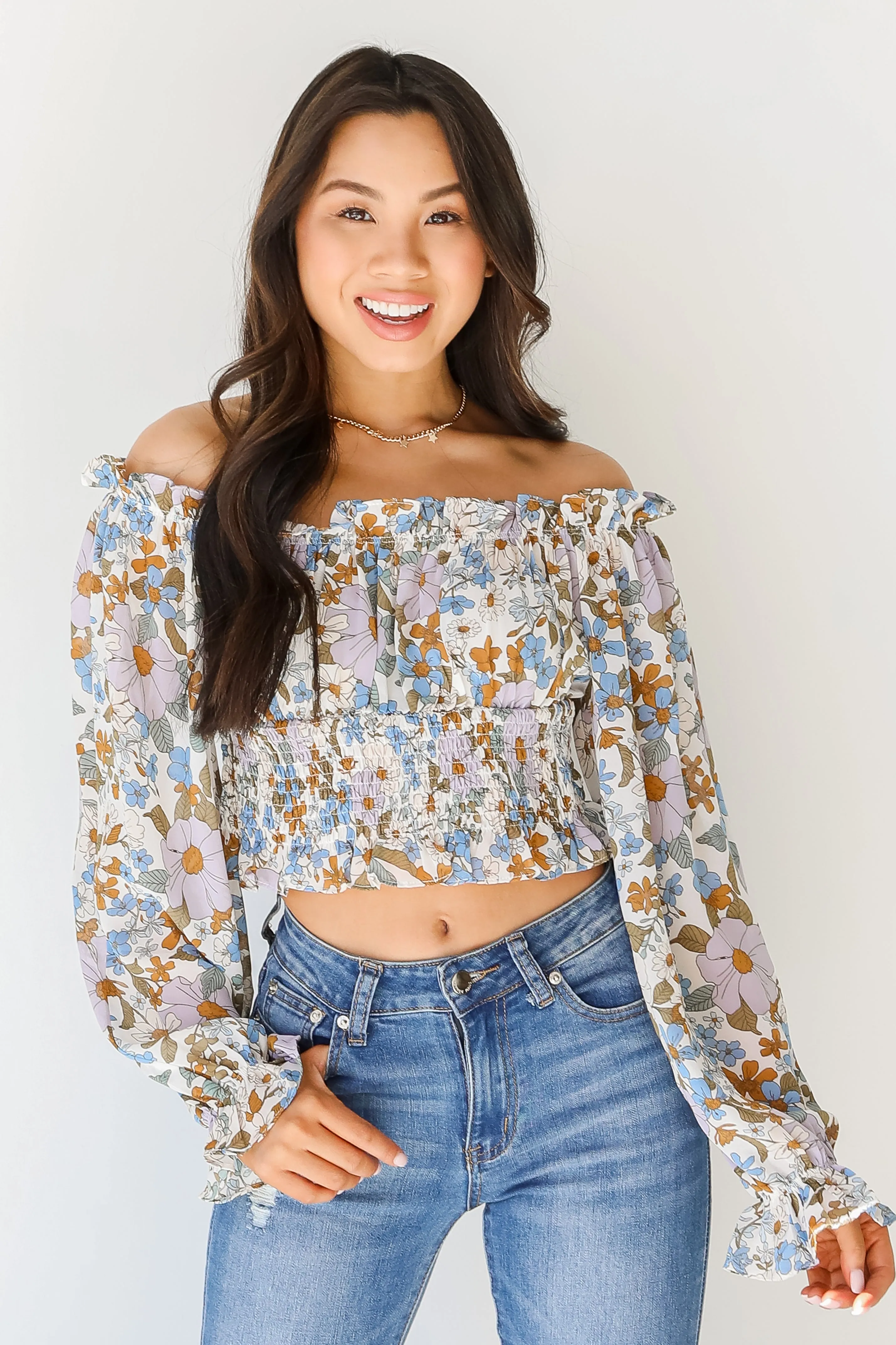 Crushing On You Floral Cropped Blouse