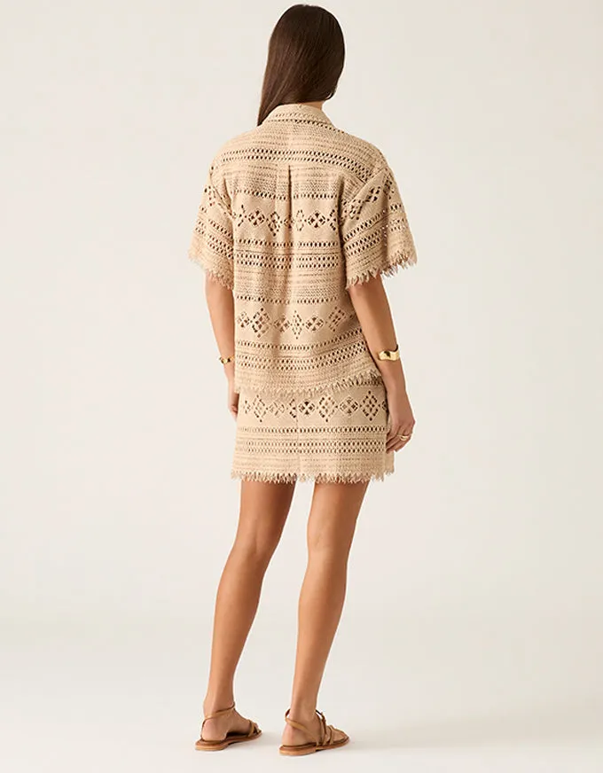 Daniela Textured Mini Skirt Almond