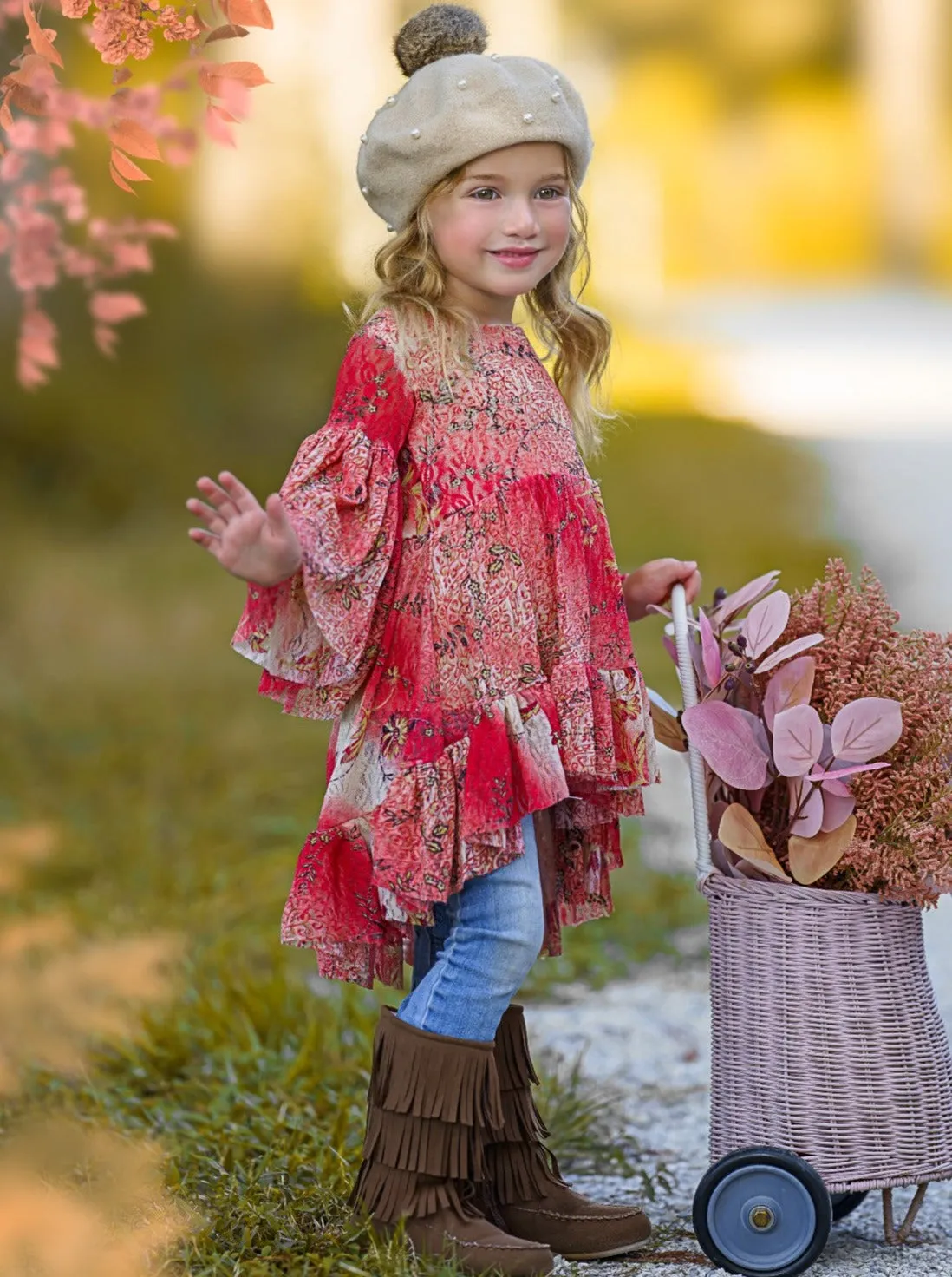 Darling Zoe Boho Coral Floral Tunic