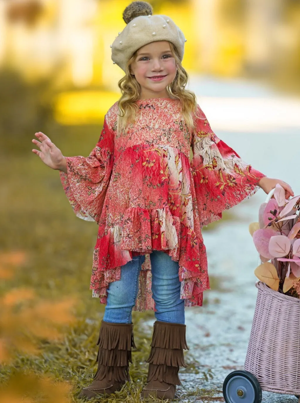 Darling Zoe Boho Coral Floral Tunic