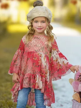 Darling Zoe Boho Coral Floral Tunic