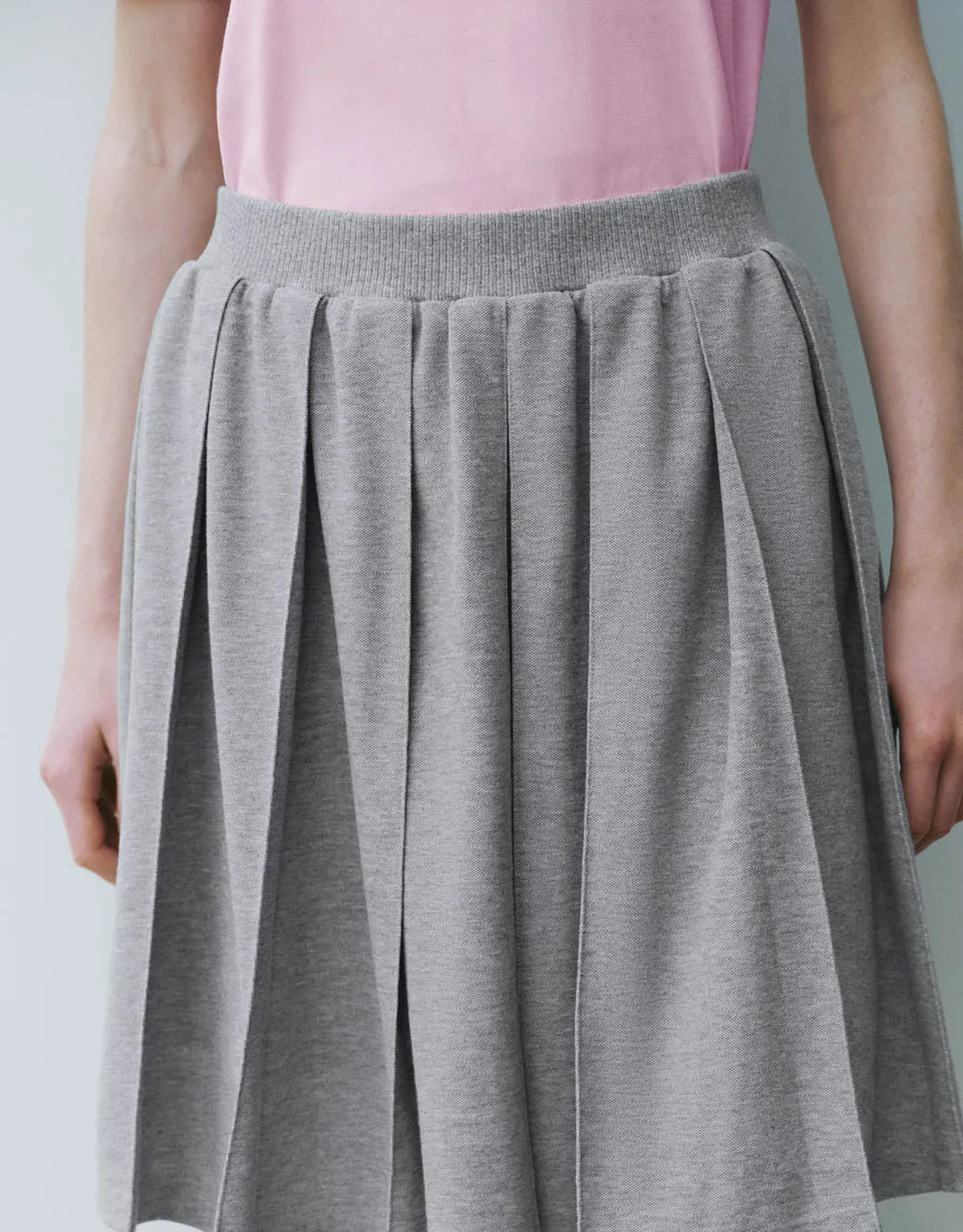 Elastic Waist Midi A-Line Knitted Skirt