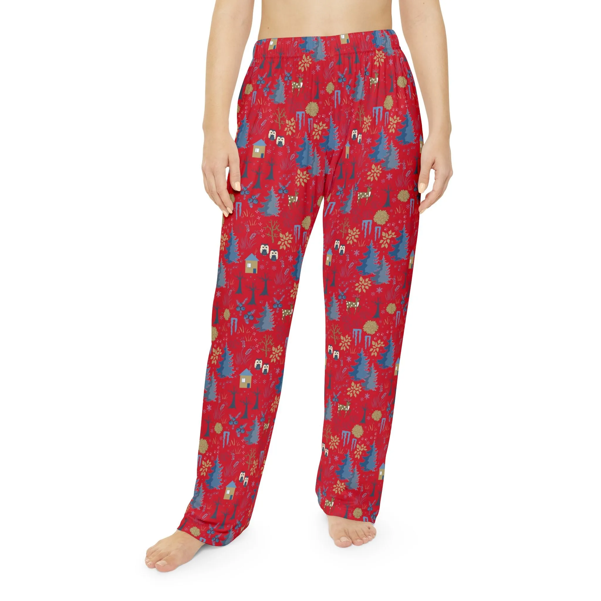 Festive Holiday Pajama Pants : Cozy Winter Loungewear in Red for All Sizes XS-4XL