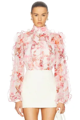 Floral Haze Ruffle Blouse