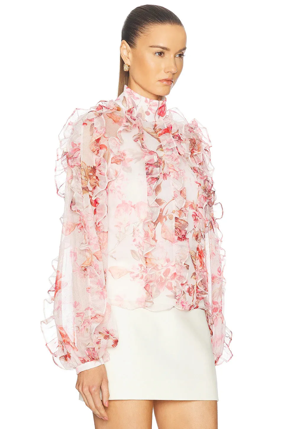 Floral Haze Ruffle Blouse