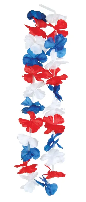 Flower Leis Red White Blue Hawaiian Lei