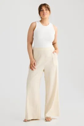 Fray Wide Leg Pants - Birch