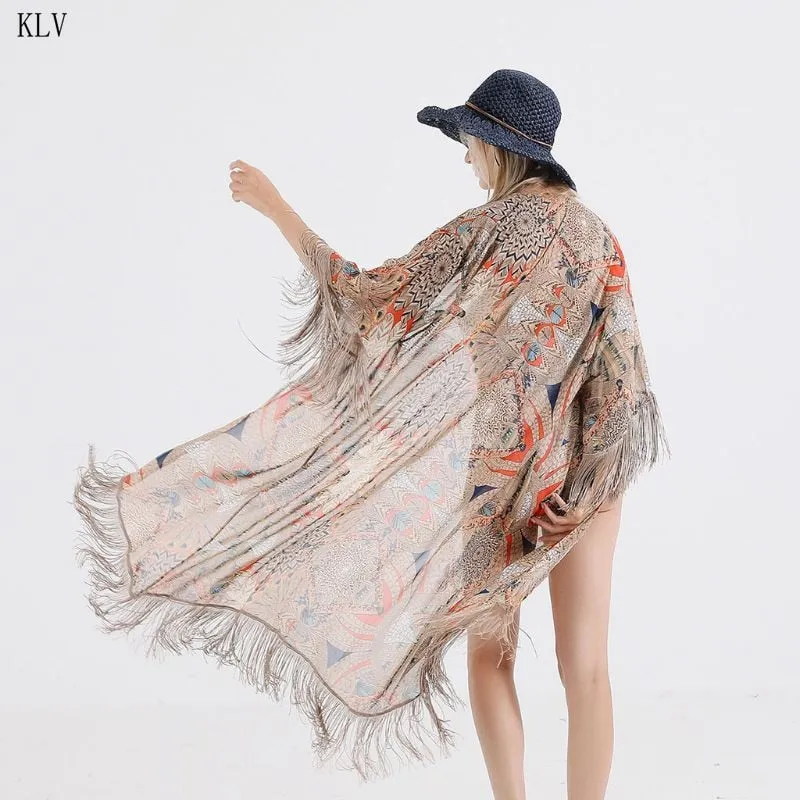 Fringed Tassels Kimono Bikini Cover