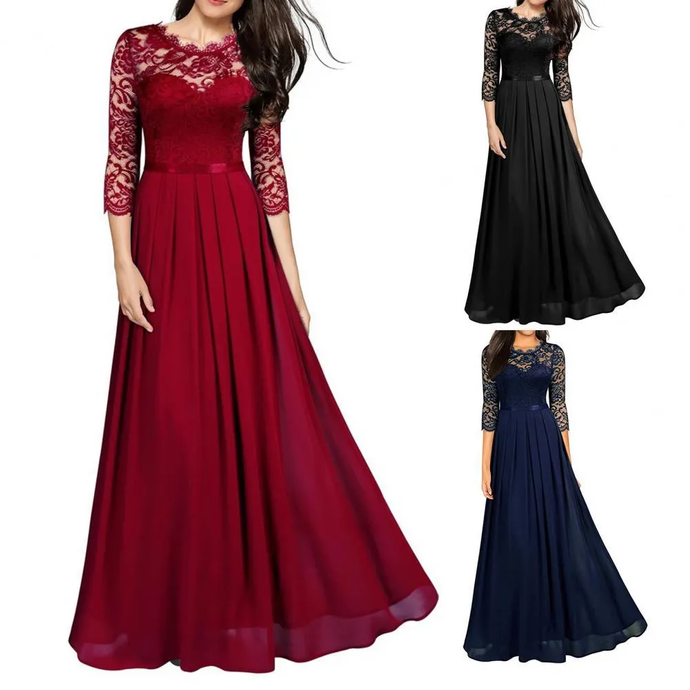 Funki Buys | Dresses | Women's Lace Overlay Long Ball Dress