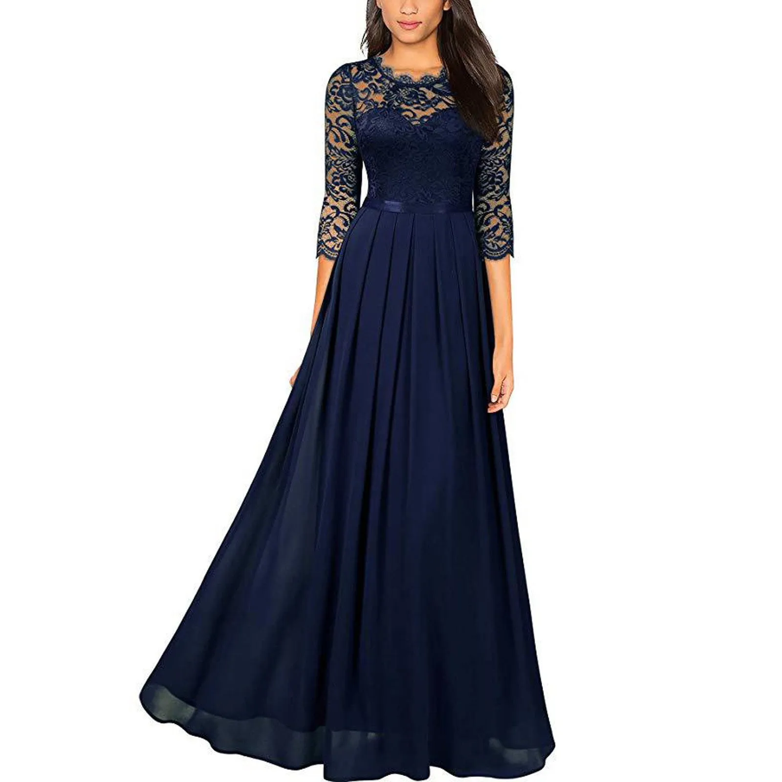 Funki Buys | Dresses | Women's Lace Overlay Long Ball Dress