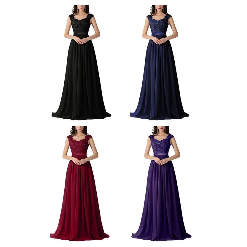 Funki Buys | Dresses | Women's Long Chiffon Satin Lace Dress