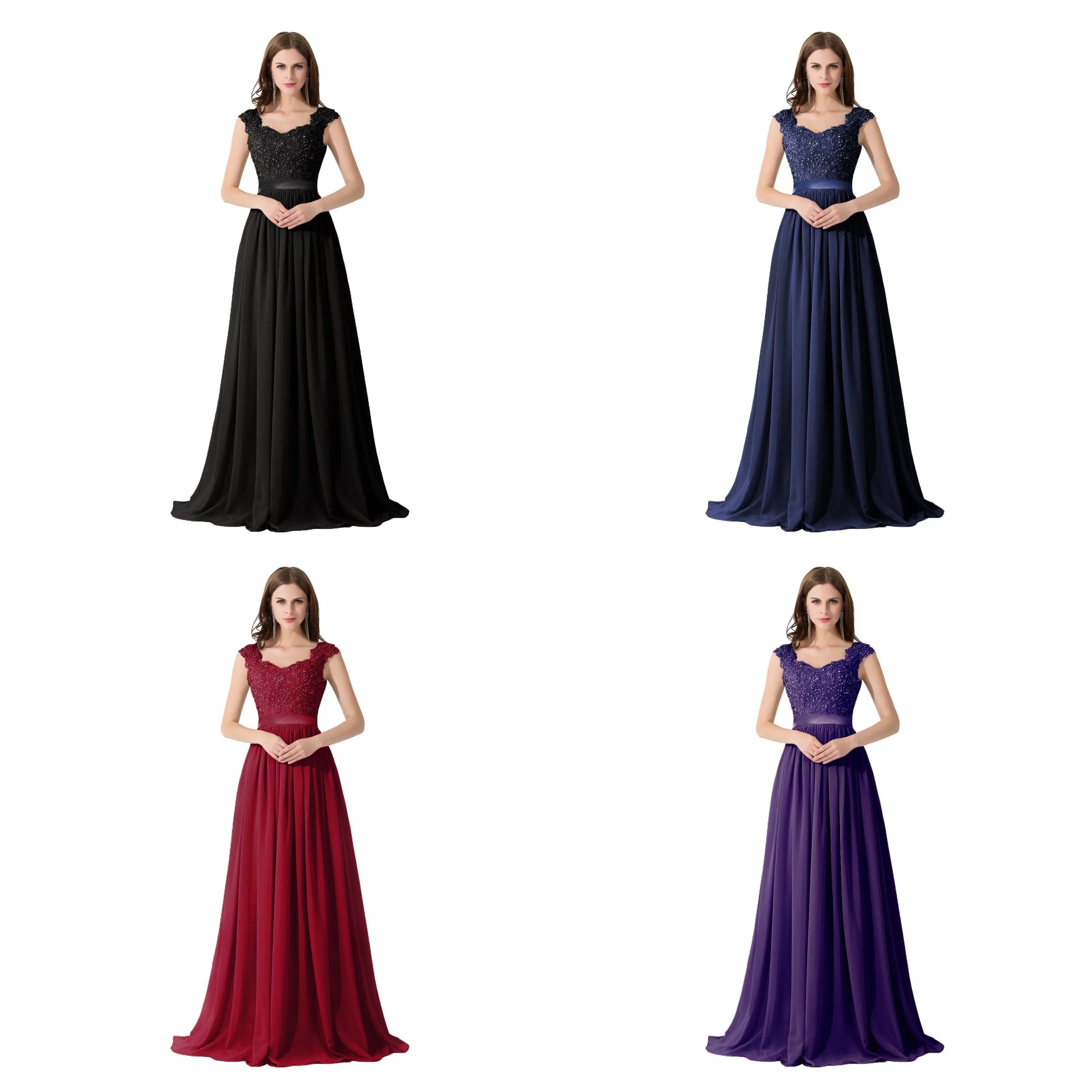 Funki Buys | Dresses | Women's Long Chiffon Satin Lace Dress