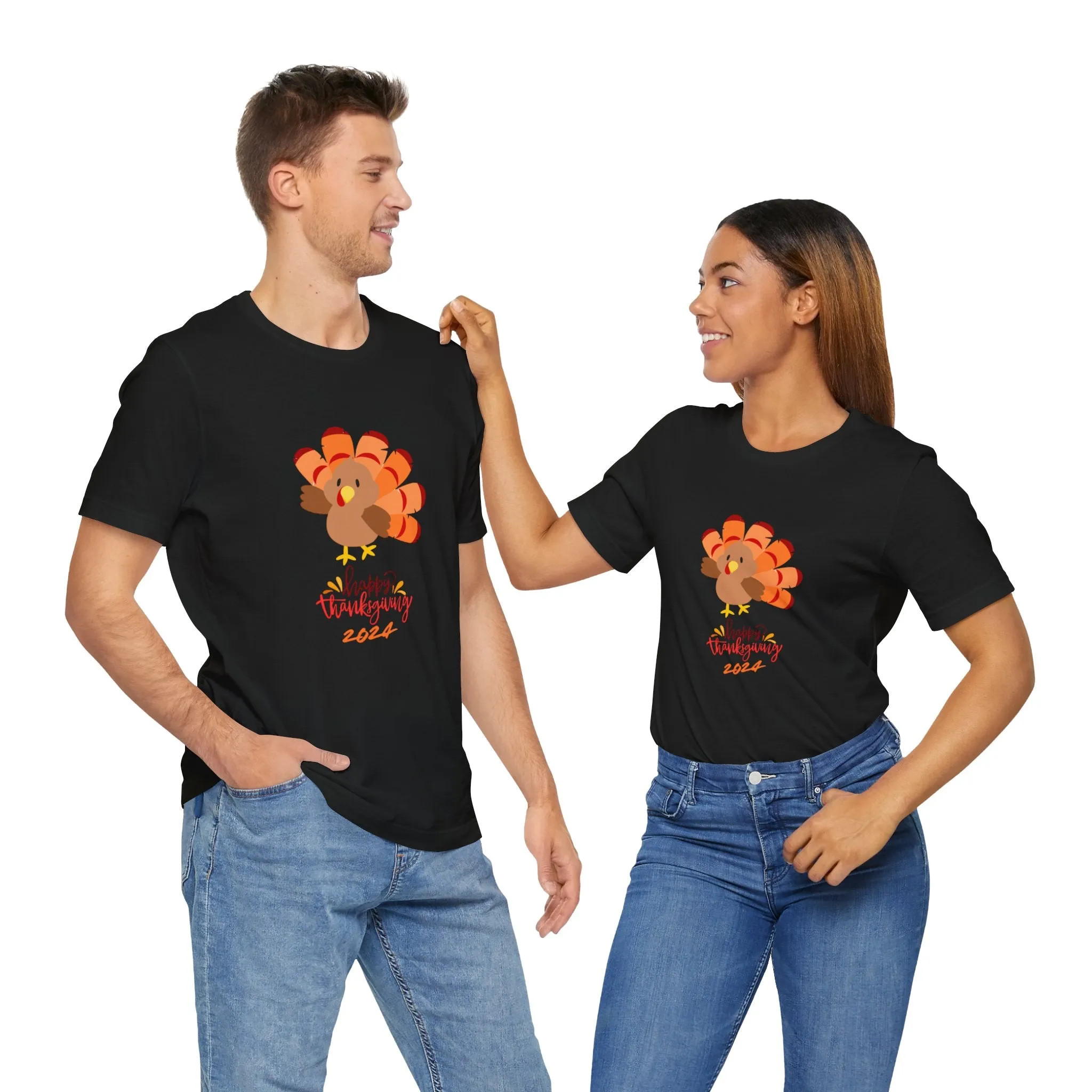 Happy Thanksgiving 2024 Turkey T-Shirt | Family Matching Holiday Tee | Cute Friendsgiving Outfit