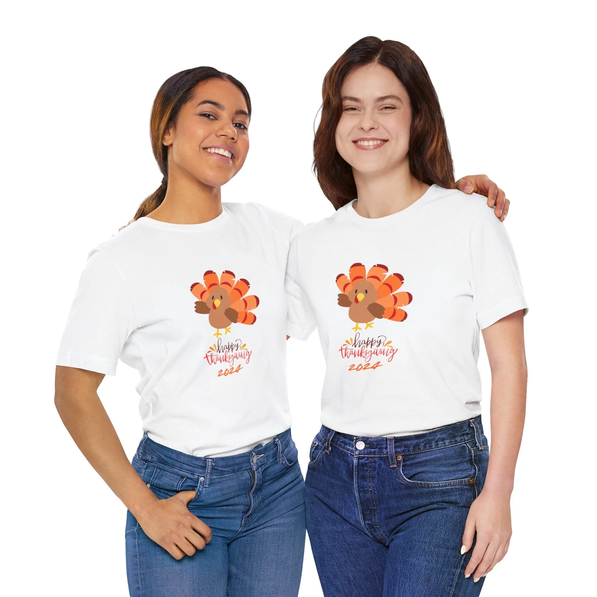 Happy Thanksgiving 2024 Turkey T-Shirt | Family Matching Holiday Tee | Cute Friendsgiving Outfit