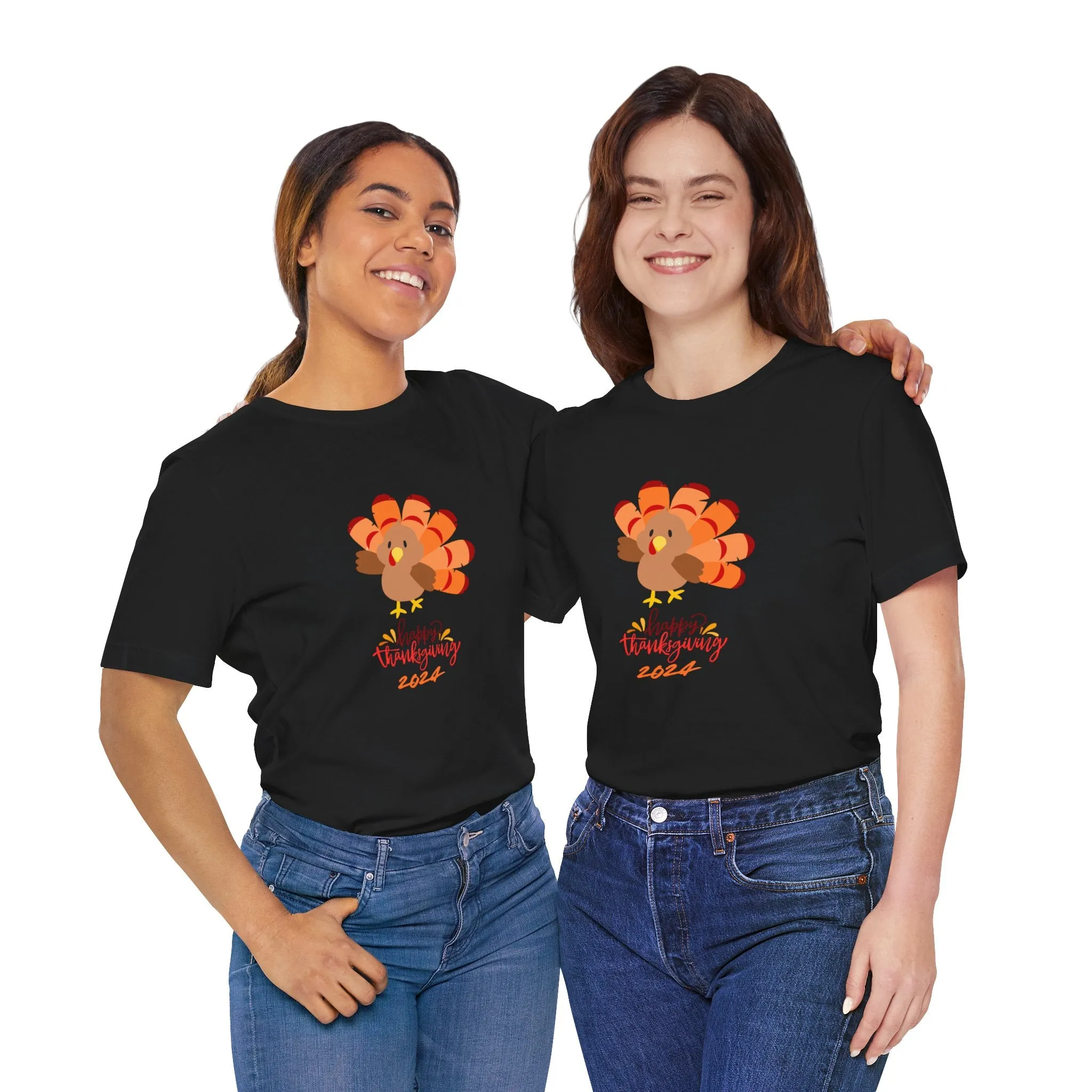 Happy Thanksgiving 2024 Turkey T-Shirt | Family Matching Holiday Tee | Cute Friendsgiving Outfit