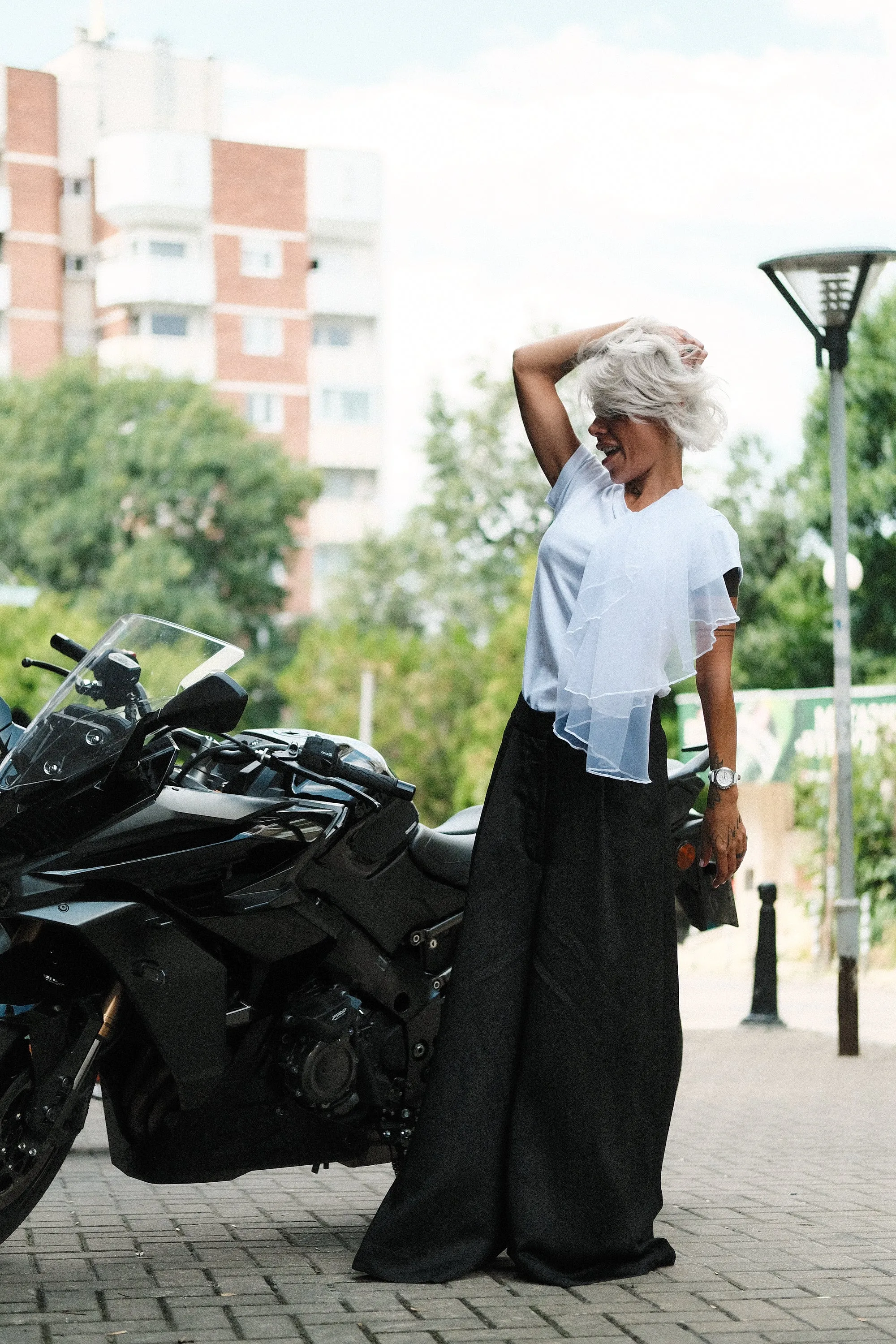 High-Waisted Black Palazzo Pants