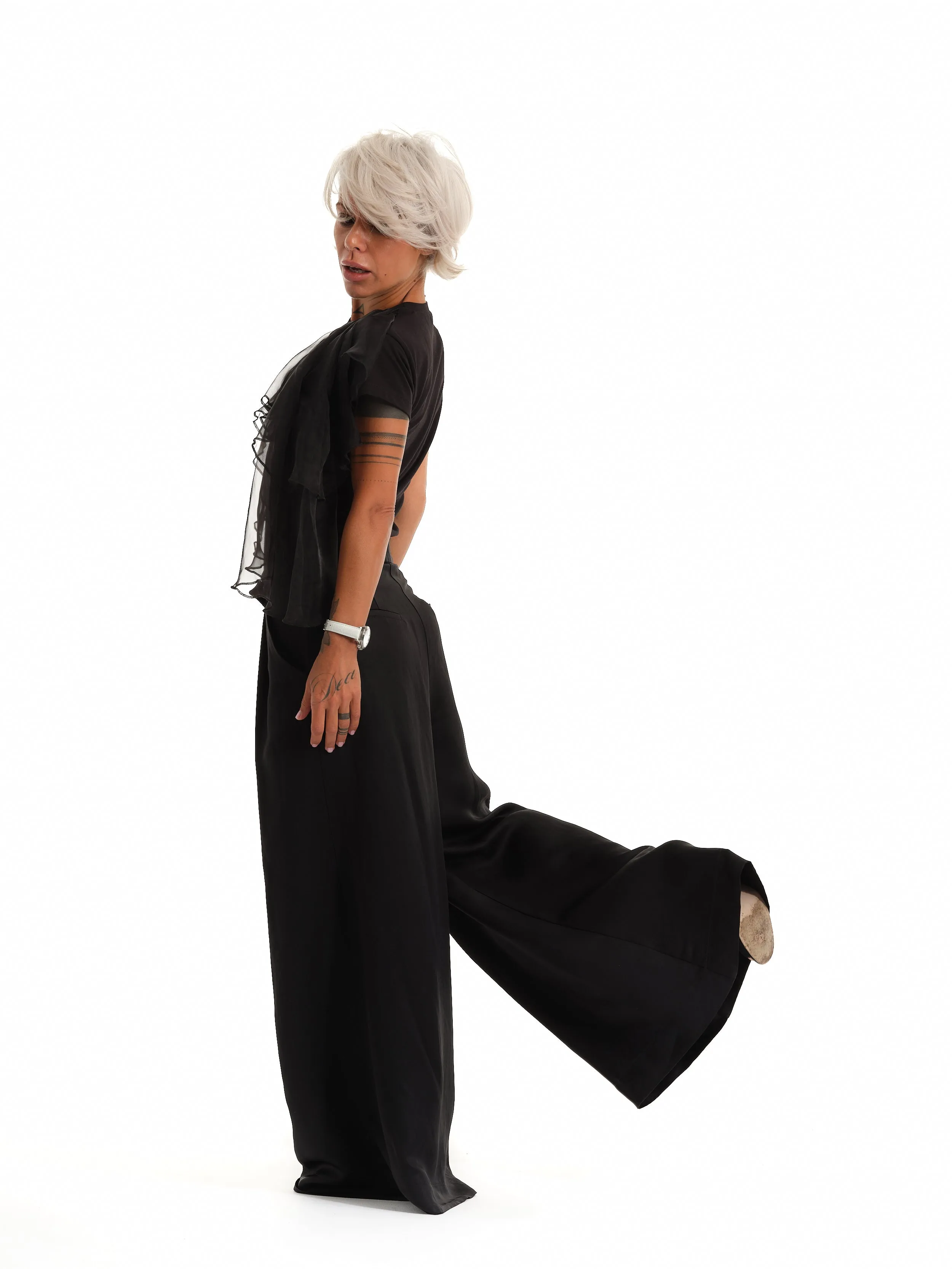 High-Waisted Black Palazzo Pants