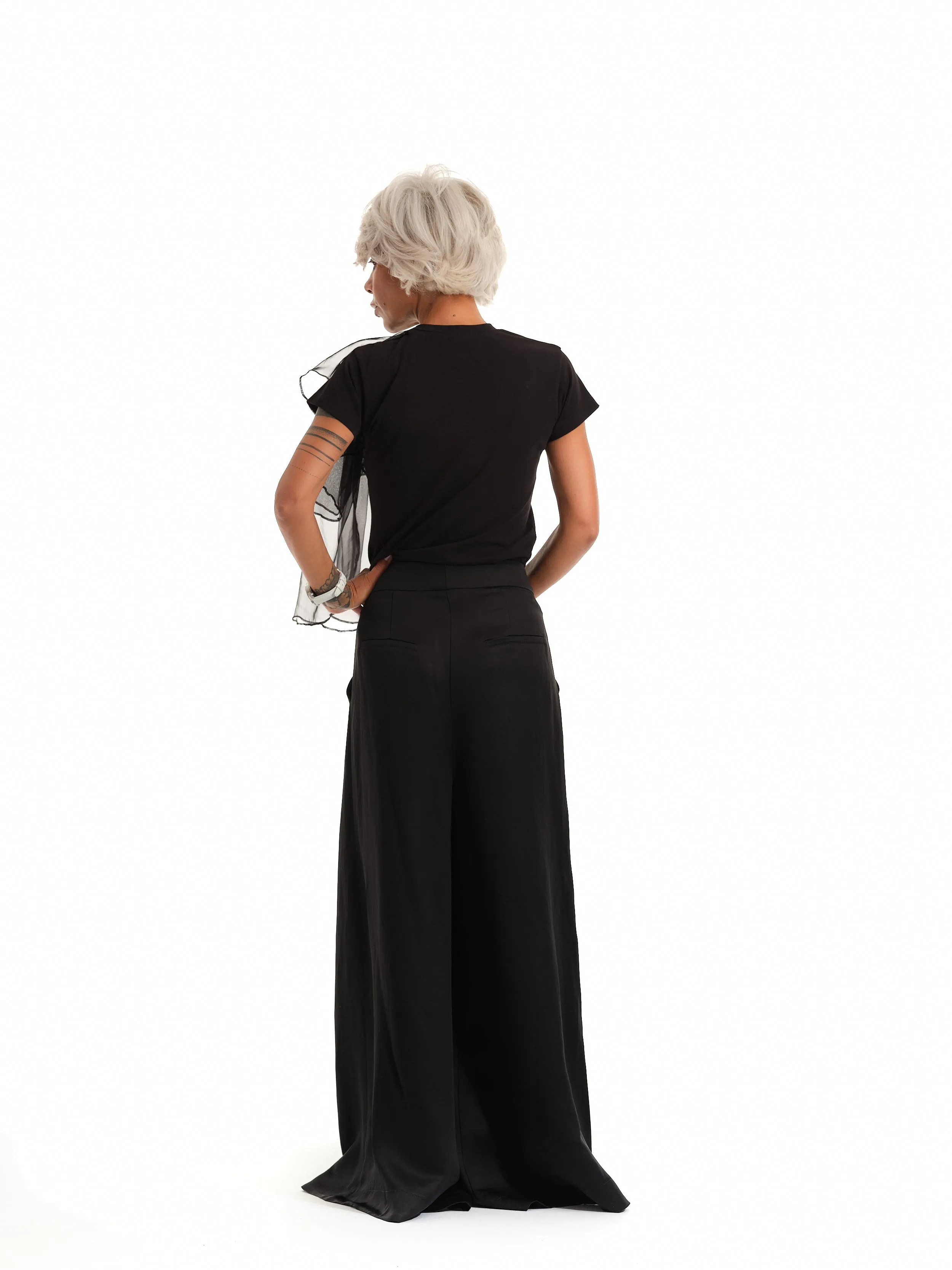 High-Waisted Black Palazzo Pants