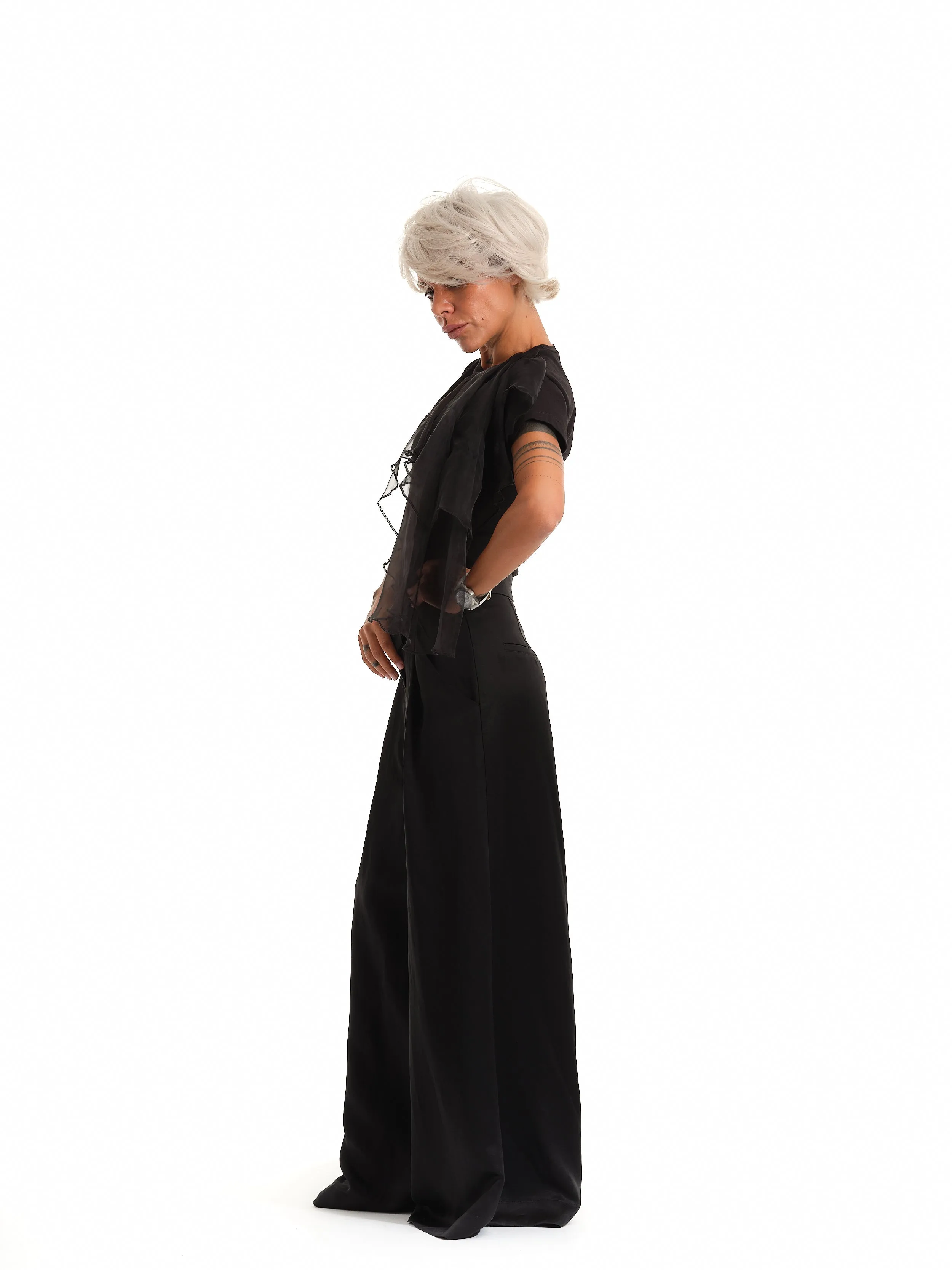 High-Waisted Black Palazzo Pants