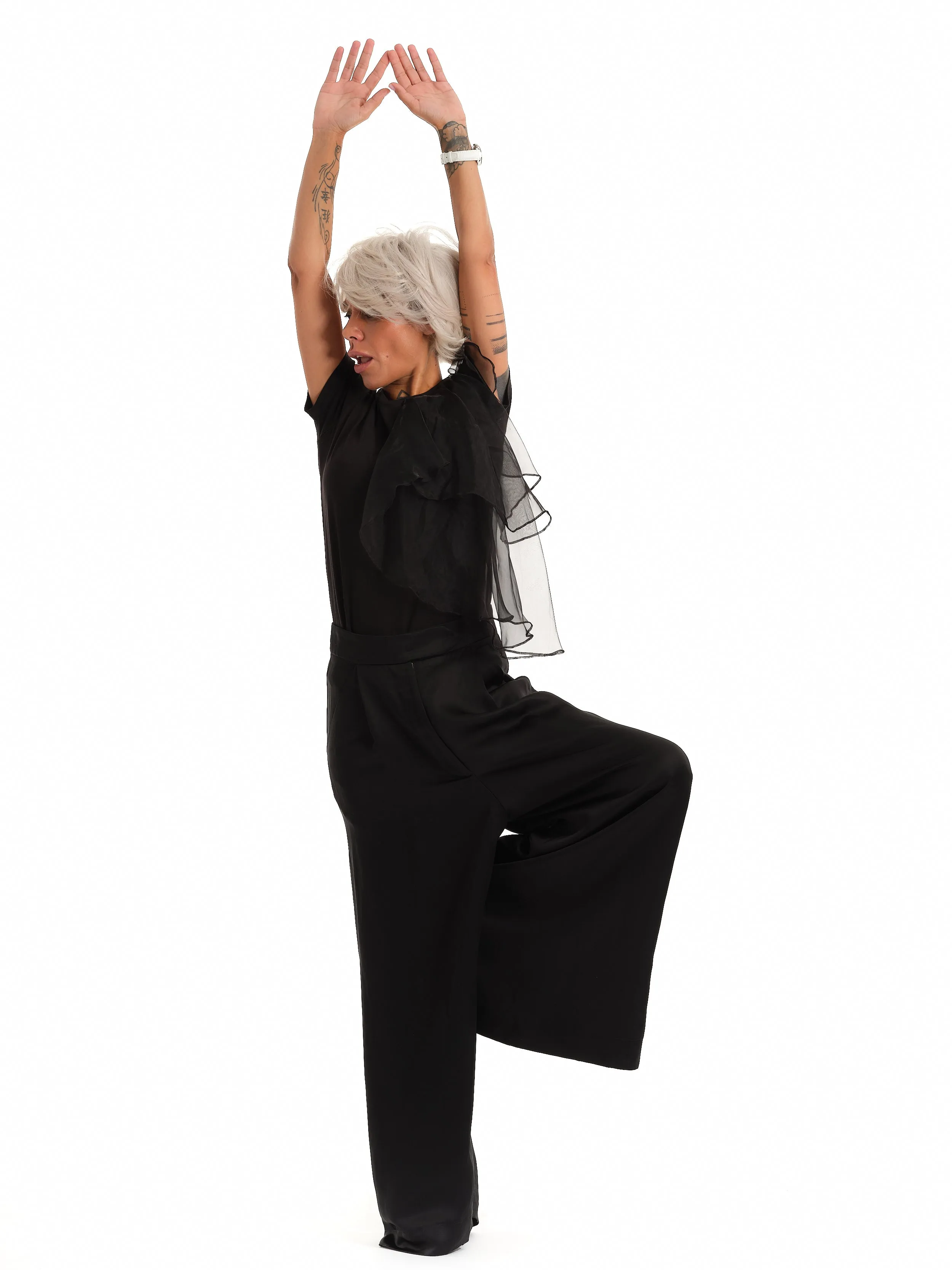 High-Waisted Black Palazzo Pants