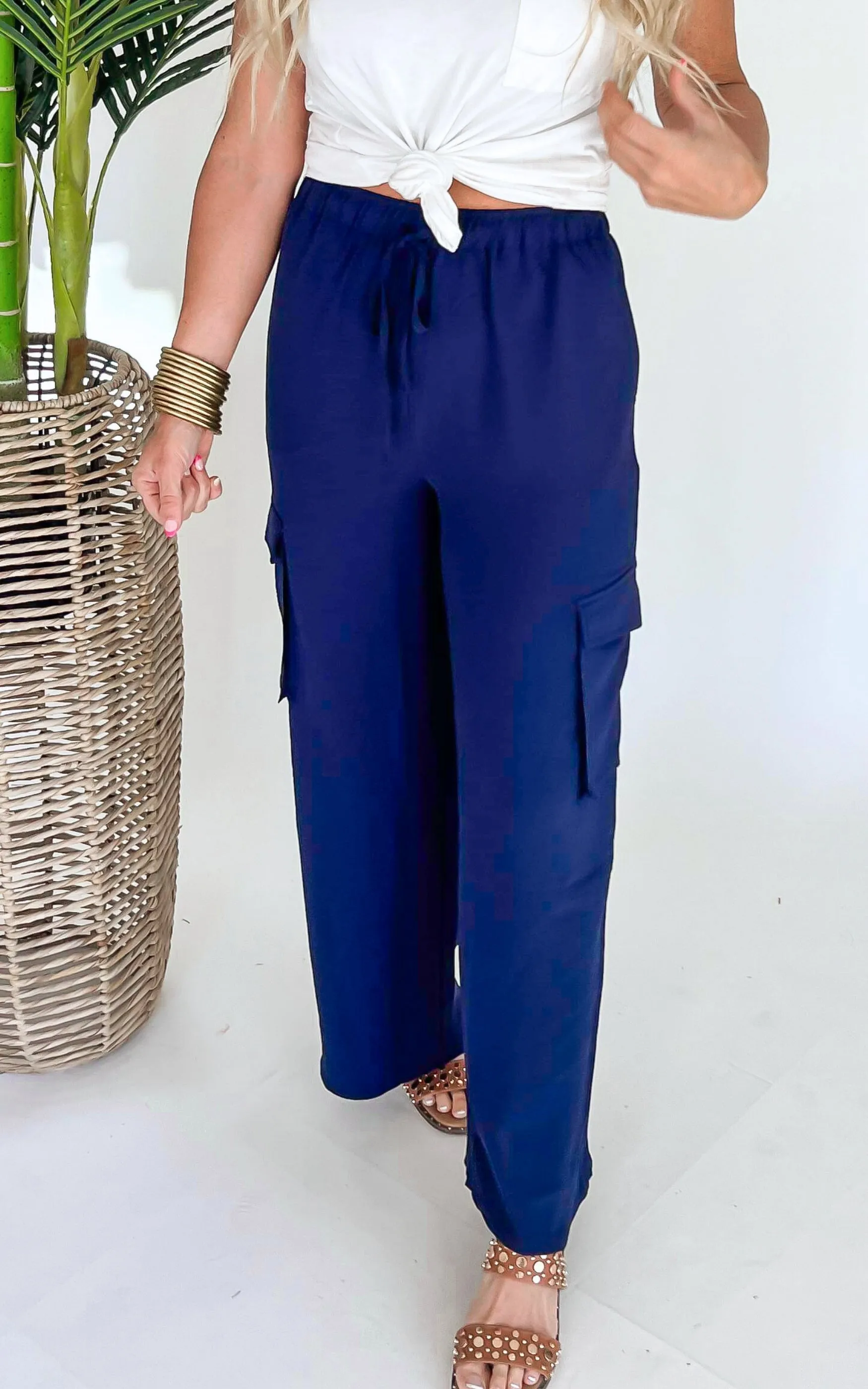 High Waisted Utility Wide Leg Pants