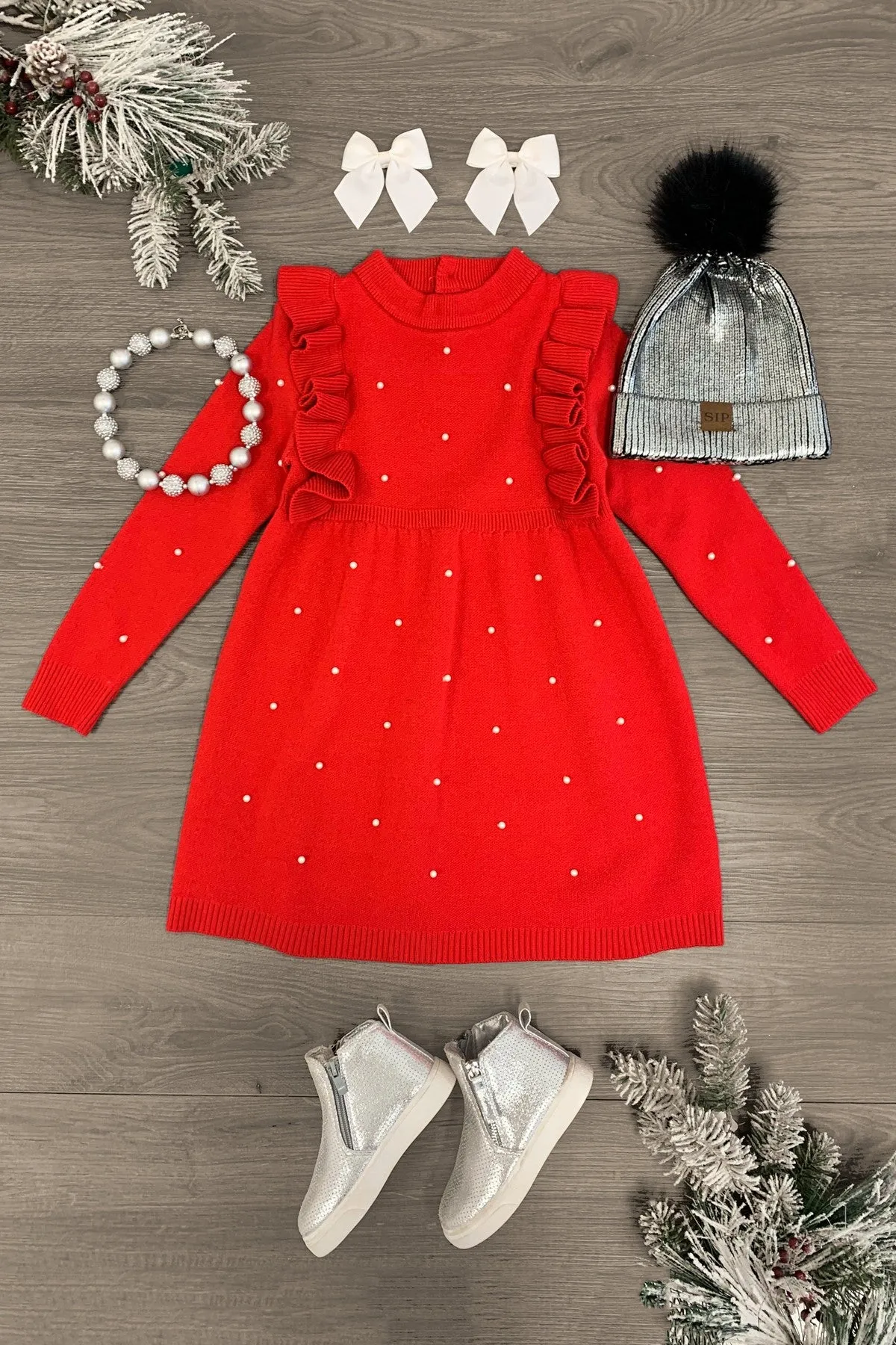 Holiday Pearl Sweater Dress