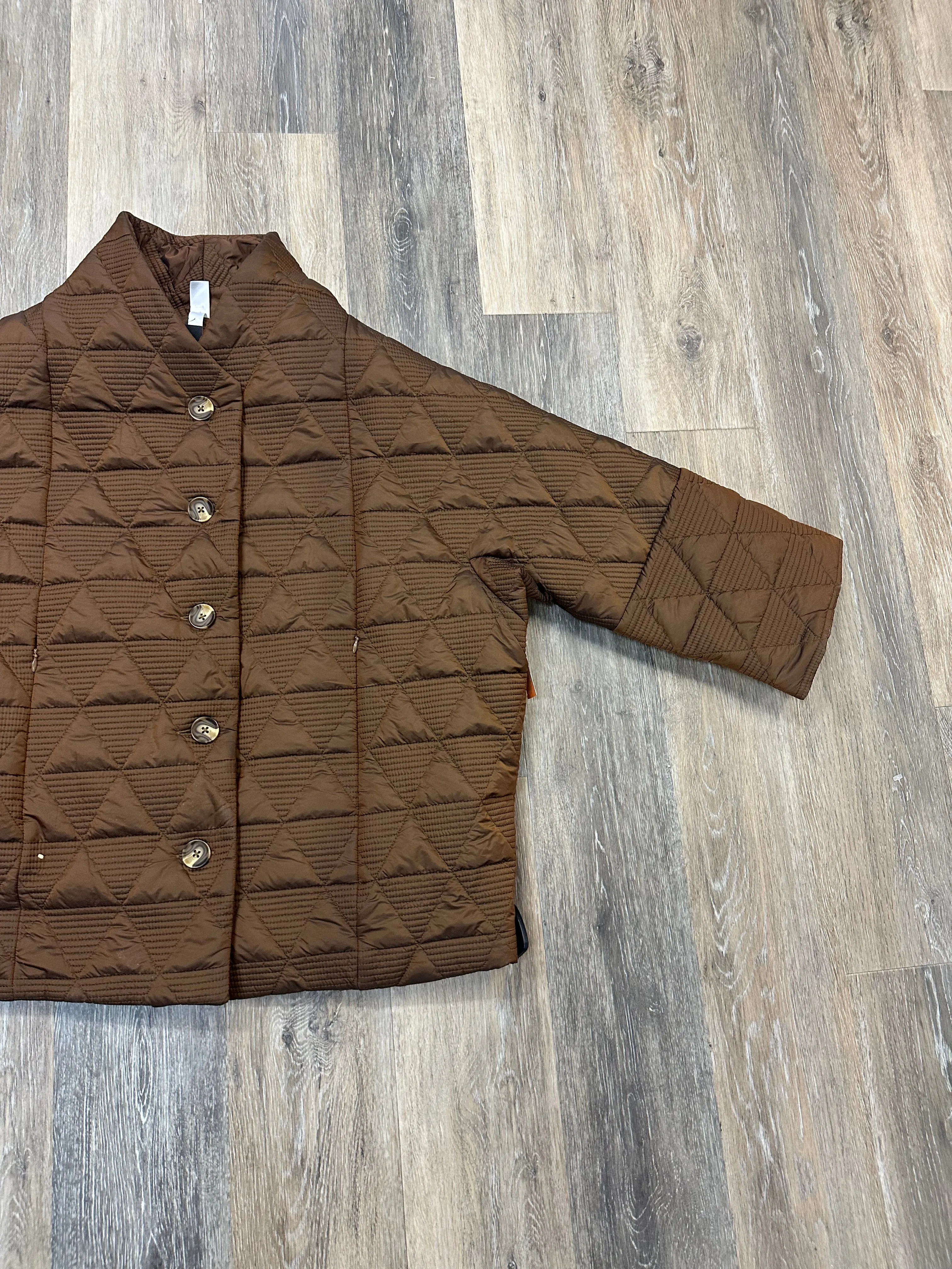 Jacket Puffer & Quilted By Marla Wynne In Brown, Size:L