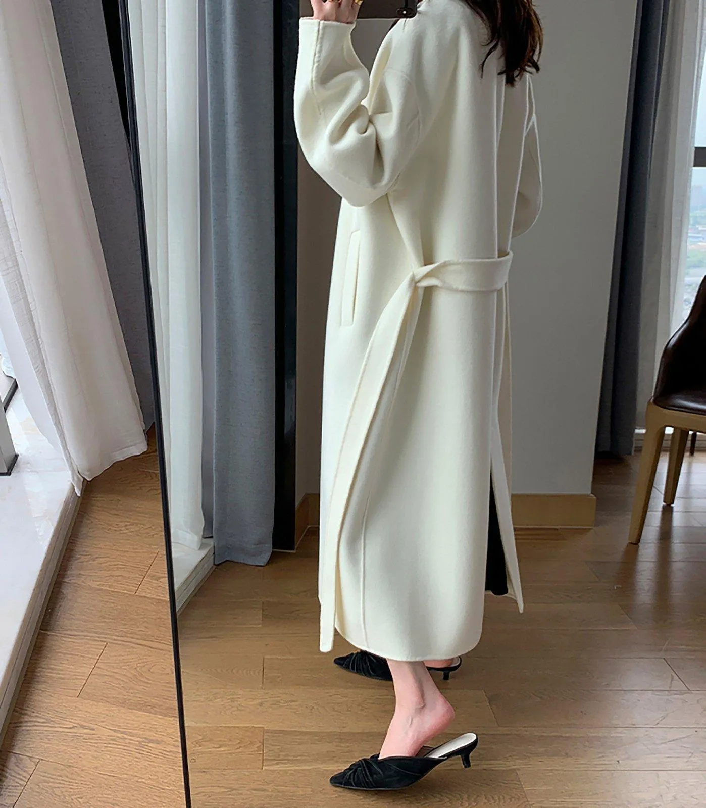 Jane Belted Double Face Wool Long Coat