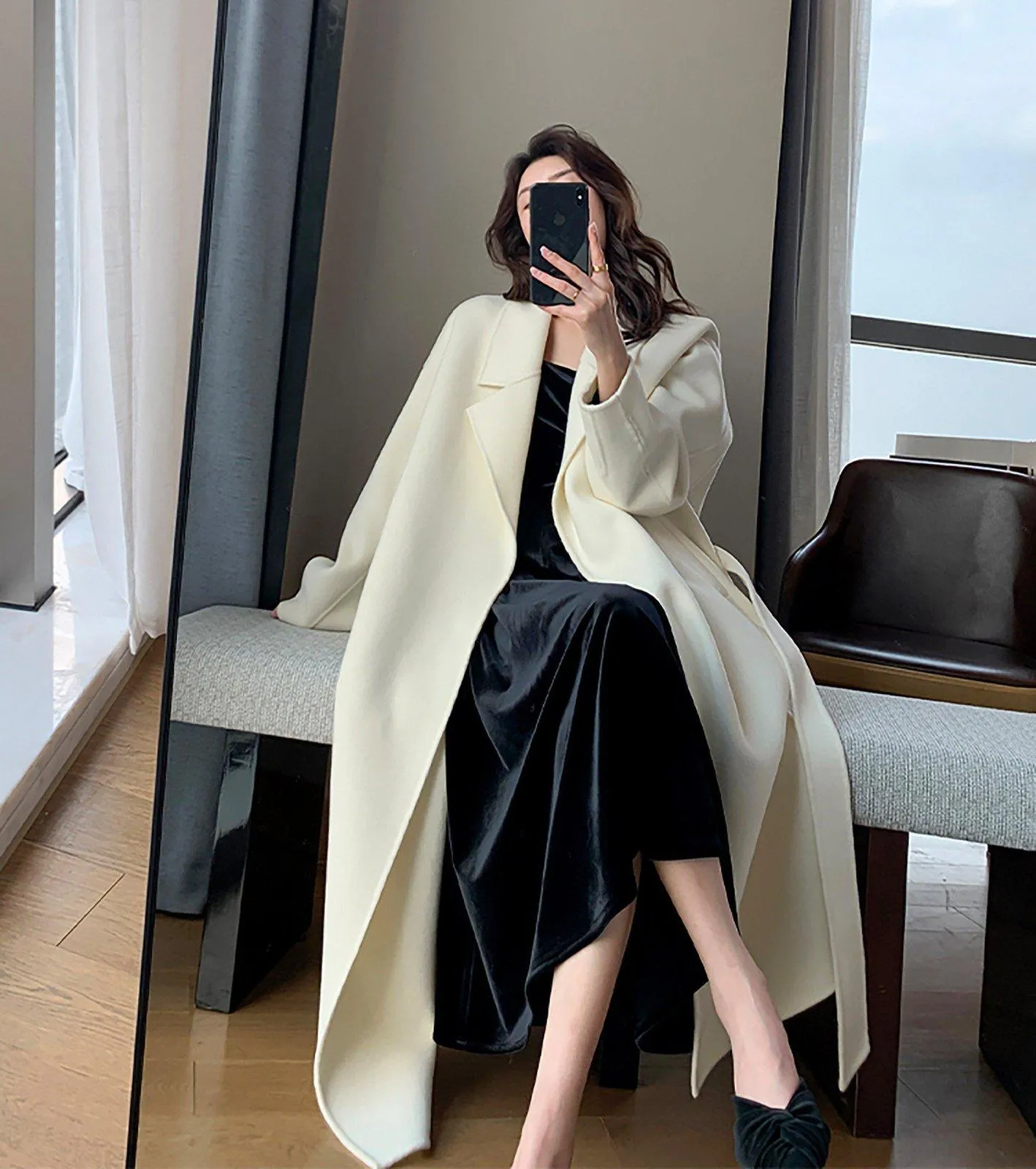 Jane Belted Double Face Wool Long Coat