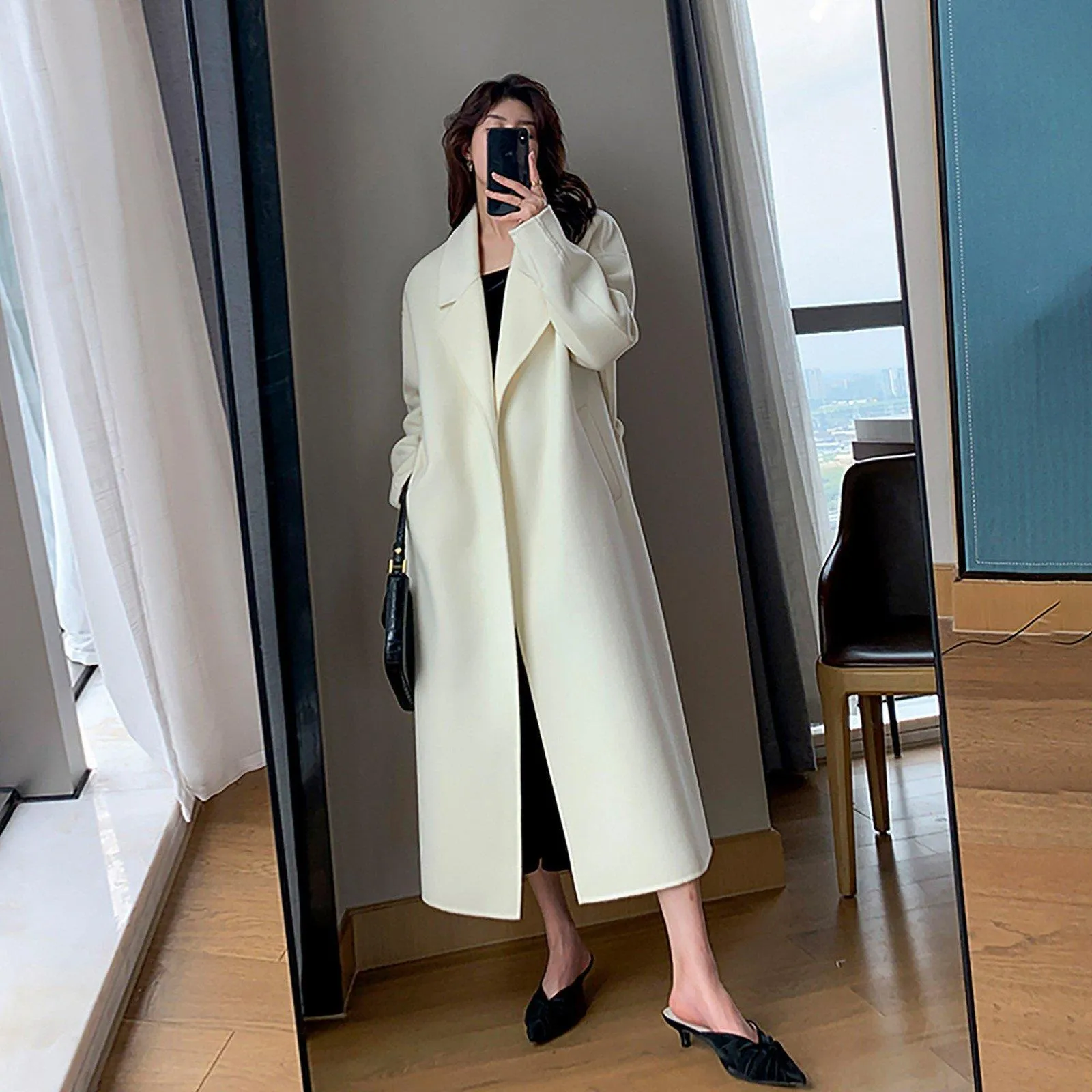 Jane Belted Double Face Wool Long Coat