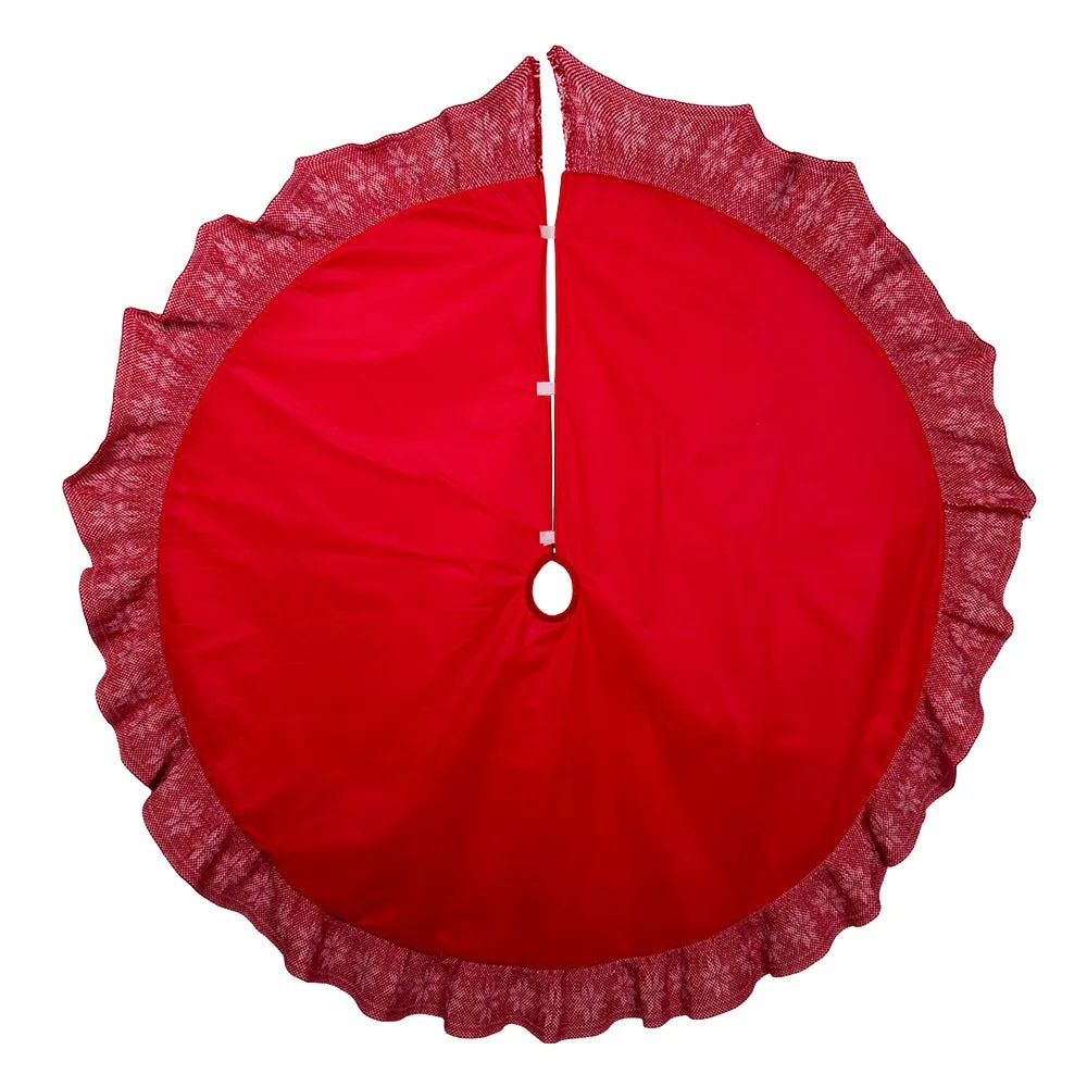 Kurt Adler 60-Inch Velvet Appliqué and Embroidered With Knitted Ruffle Border Tree Skirt