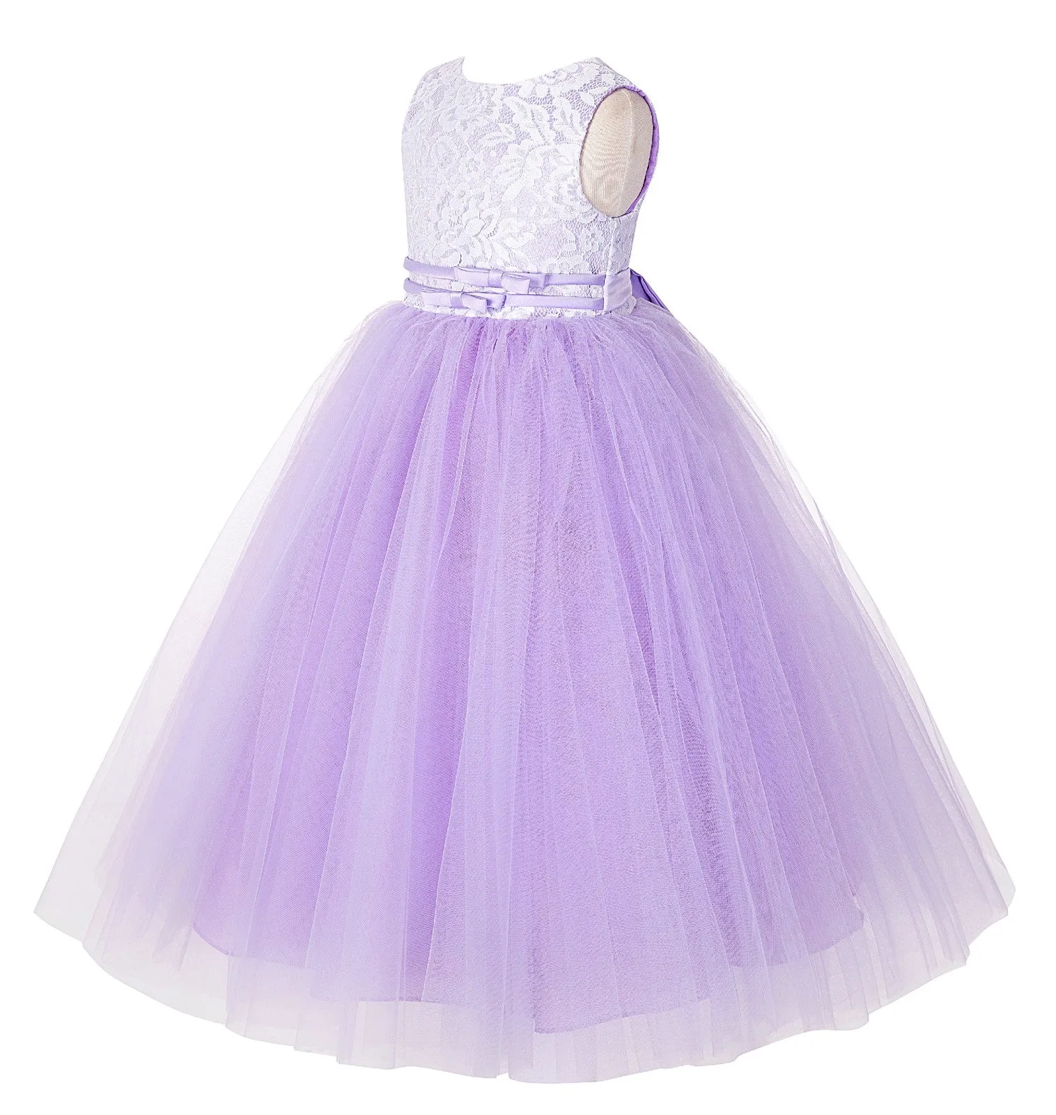 Lace Tulle Tutu Flower Girl Dress Ceremonial Gown Junior Pageant Dress Ballroom Gown 188