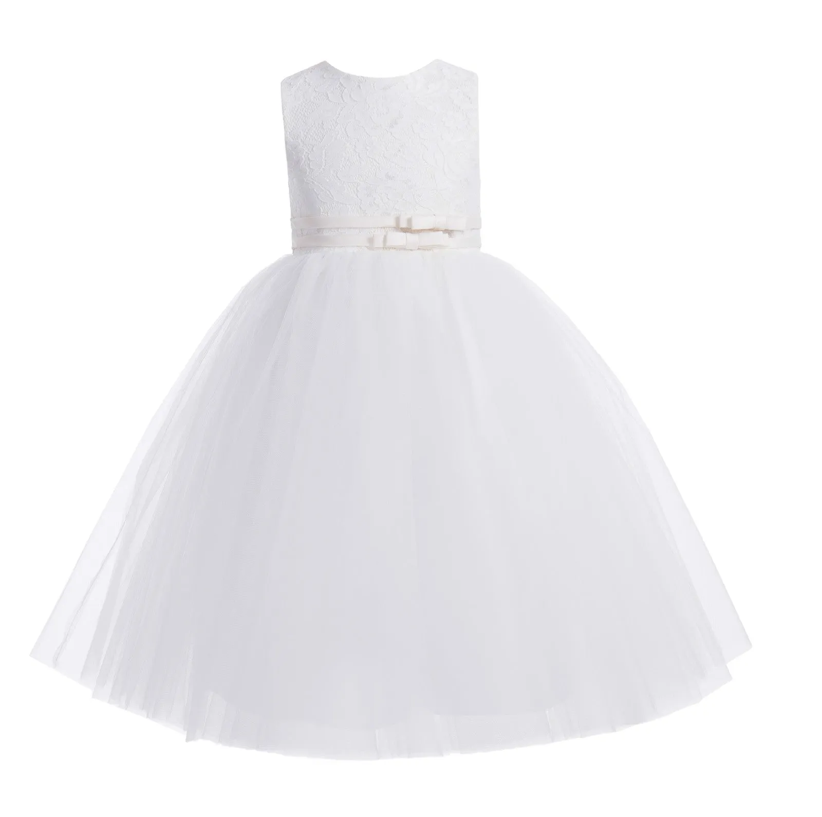 Lace Tulle Tutu Flower Girl Dress Ceremonial Gown Junior Pageant Dress Ballroom Gown 188