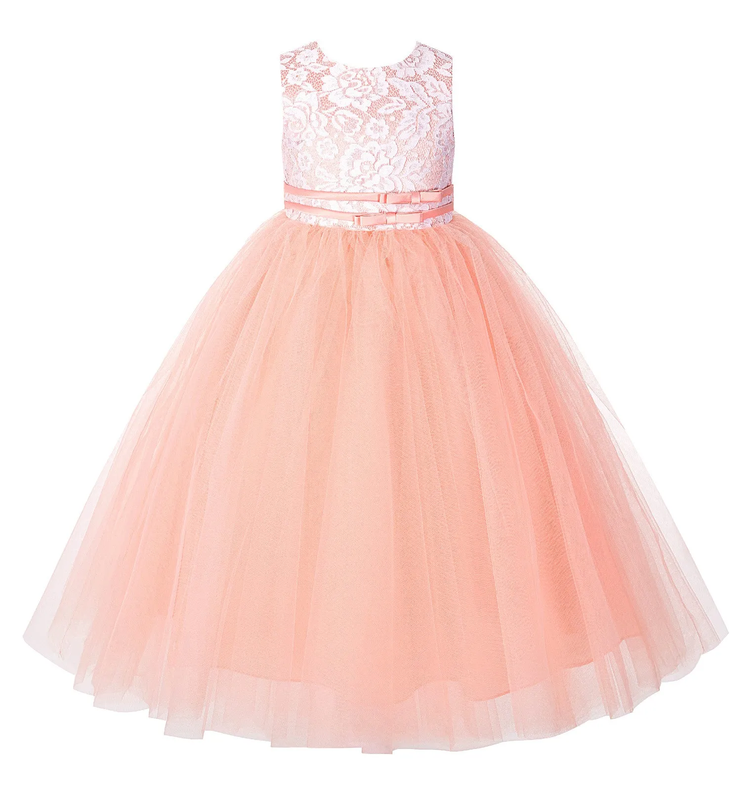 Lace Tulle Tutu Flower Girl Dress Ceremonial Gown Junior Pageant Dress Ballroom Gown 188