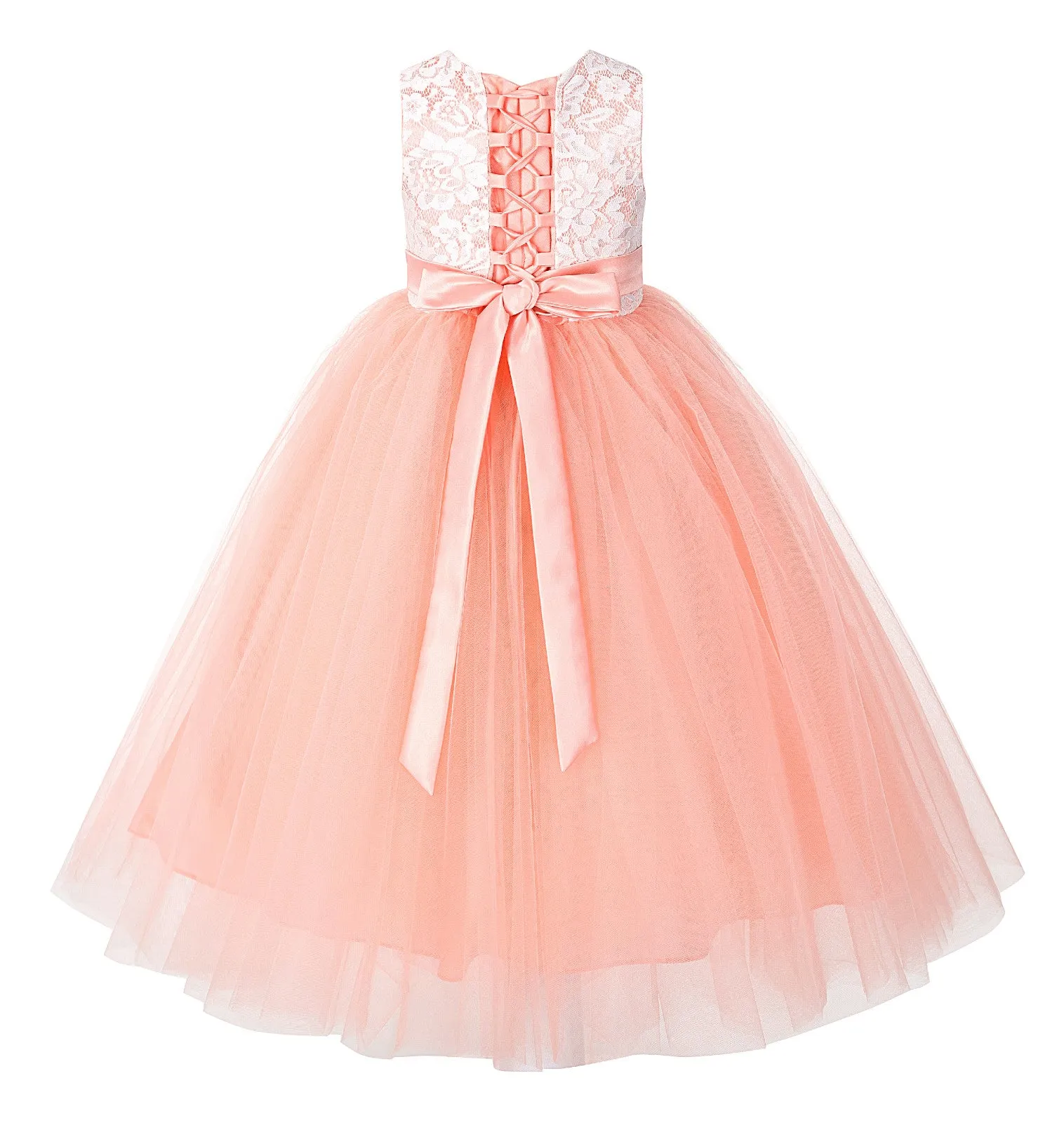 Lace Tulle Tutu Flower Girl Dress Ceremonial Gown Junior Pageant Dress Ballroom Gown 188