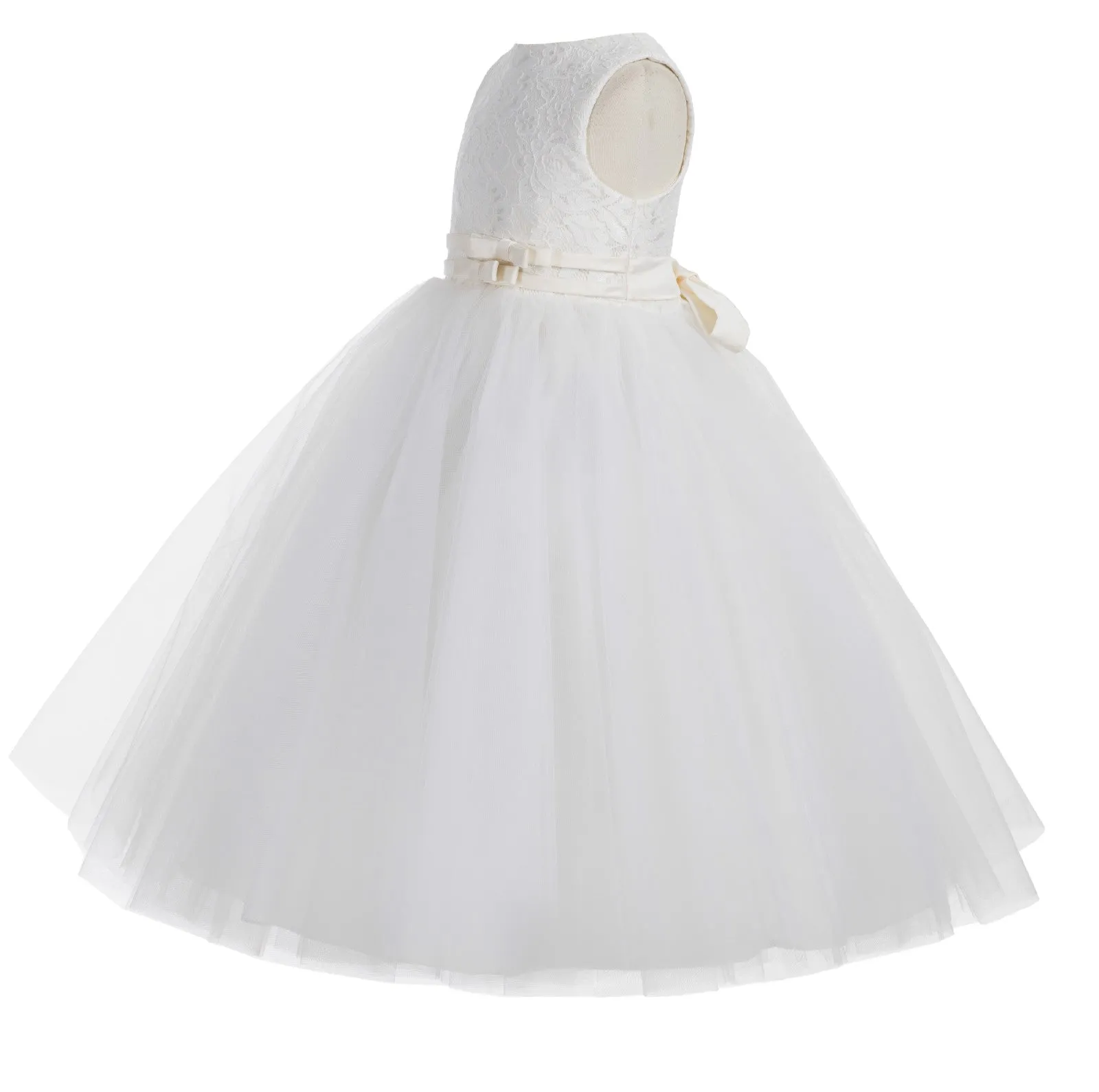 Lace Tulle Tutu Flower Girl Dress Ceremonial Gown Junior Pageant Dress Ballroom Gown 188