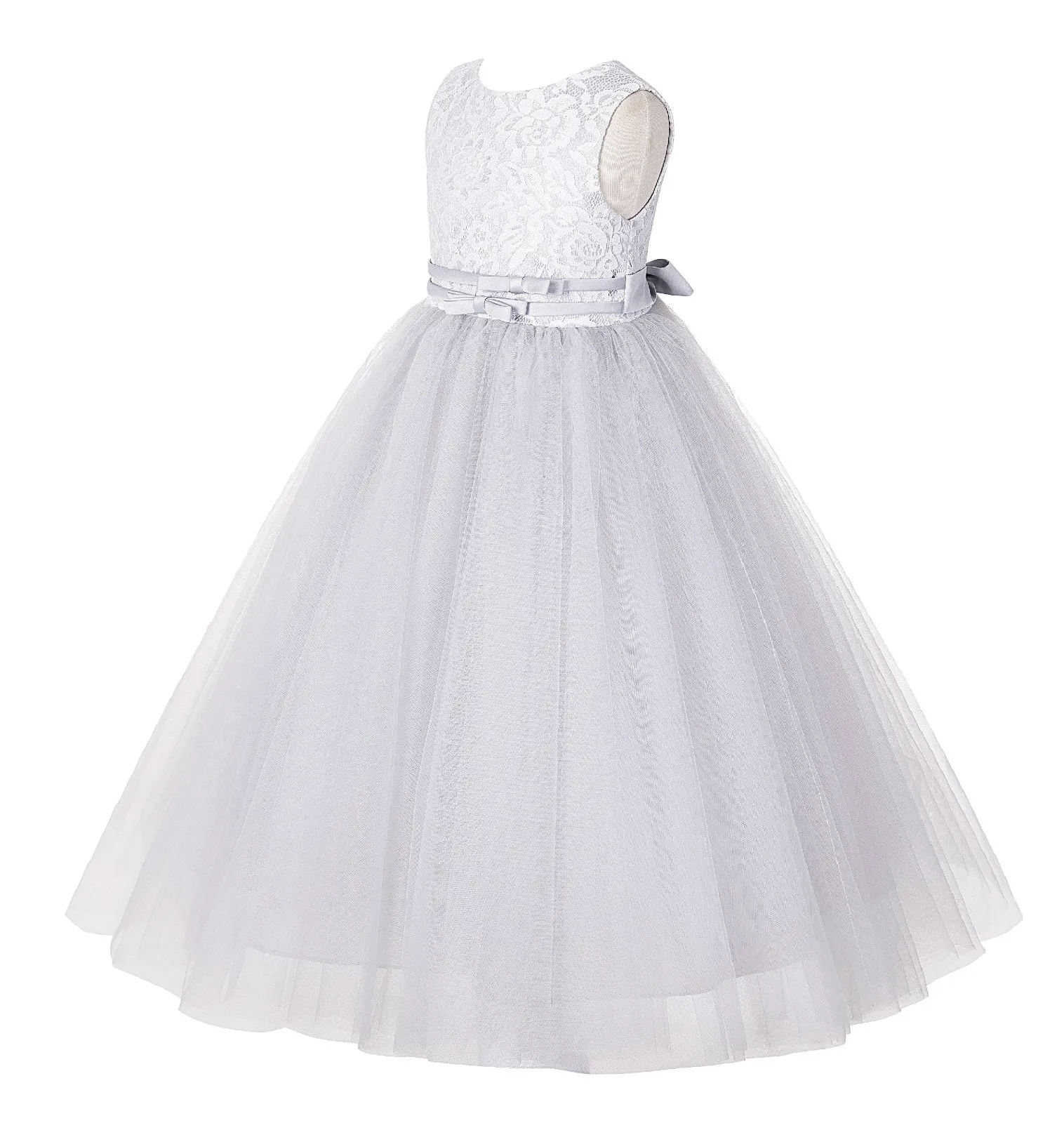 Lace Tulle Tutu Flower Girl Dress Ceremonial Gown Junior Pageant Dress Ballroom Gown 188