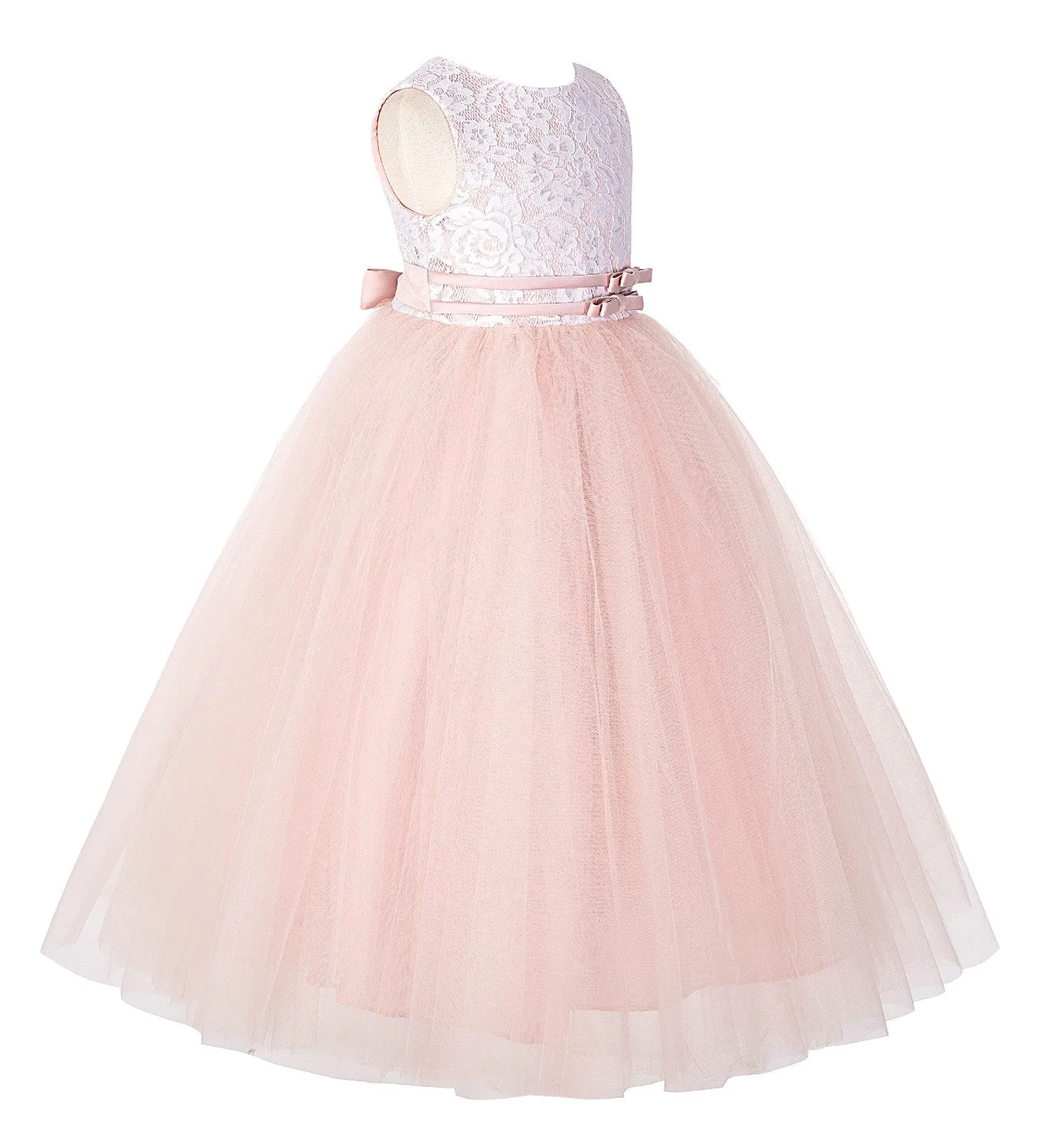 Lace Tulle Tutu Flower Girl Dress Ceremonial Gown Junior Pageant Dress Ballroom Gown 188