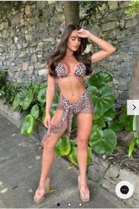 LEOPARD TRIANGLE BIKINI AND SARONG SET